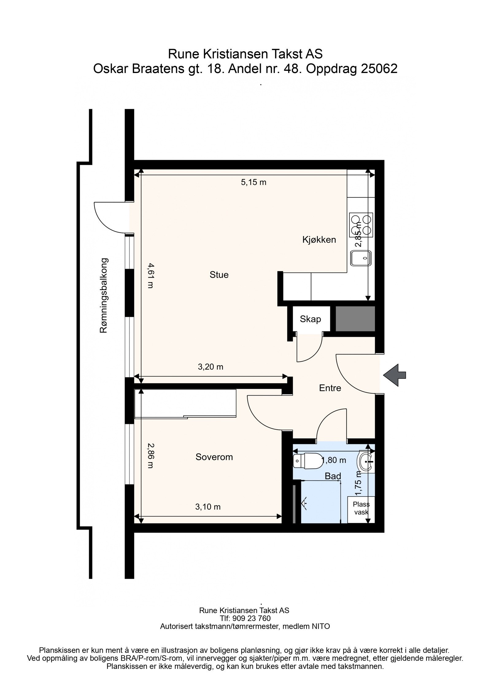 Plantegning - Varmtvann & fyring er inkludert i felleskostnadene. Galleribilde