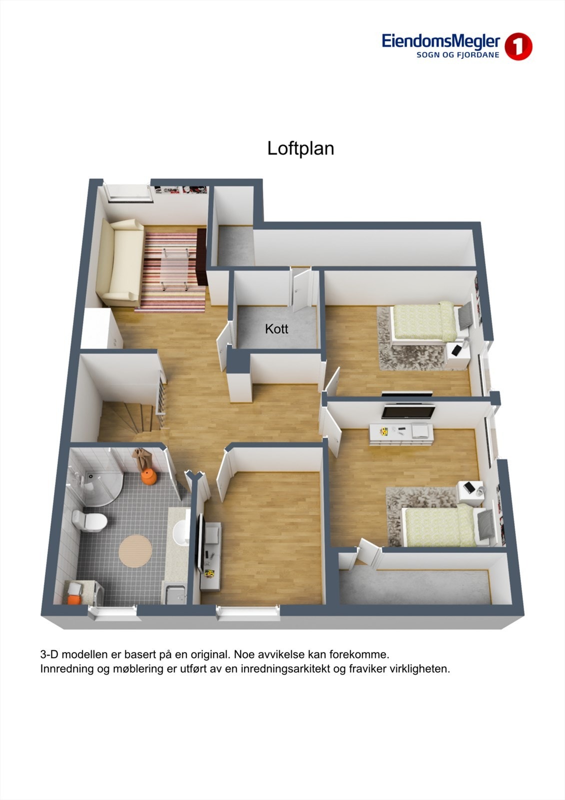 3D skisse loftsplan. Galleribilde