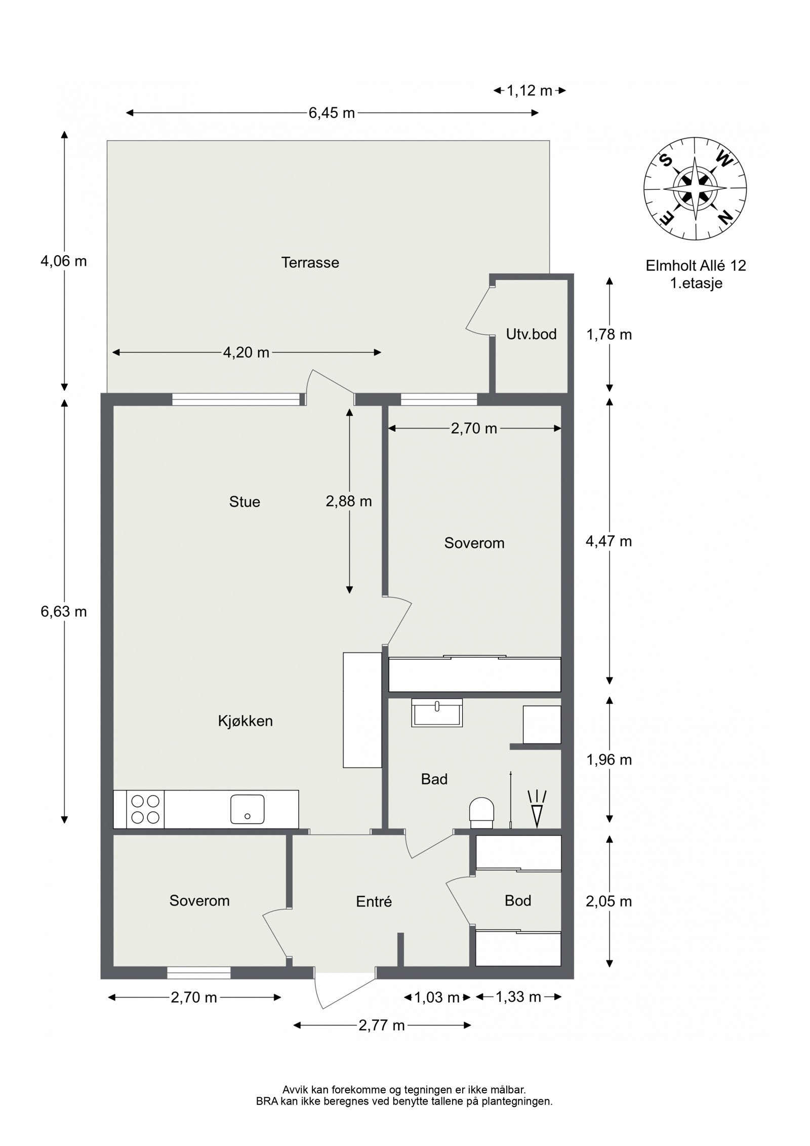Planløsning - Gjennomgående 3-roms Galleribilde