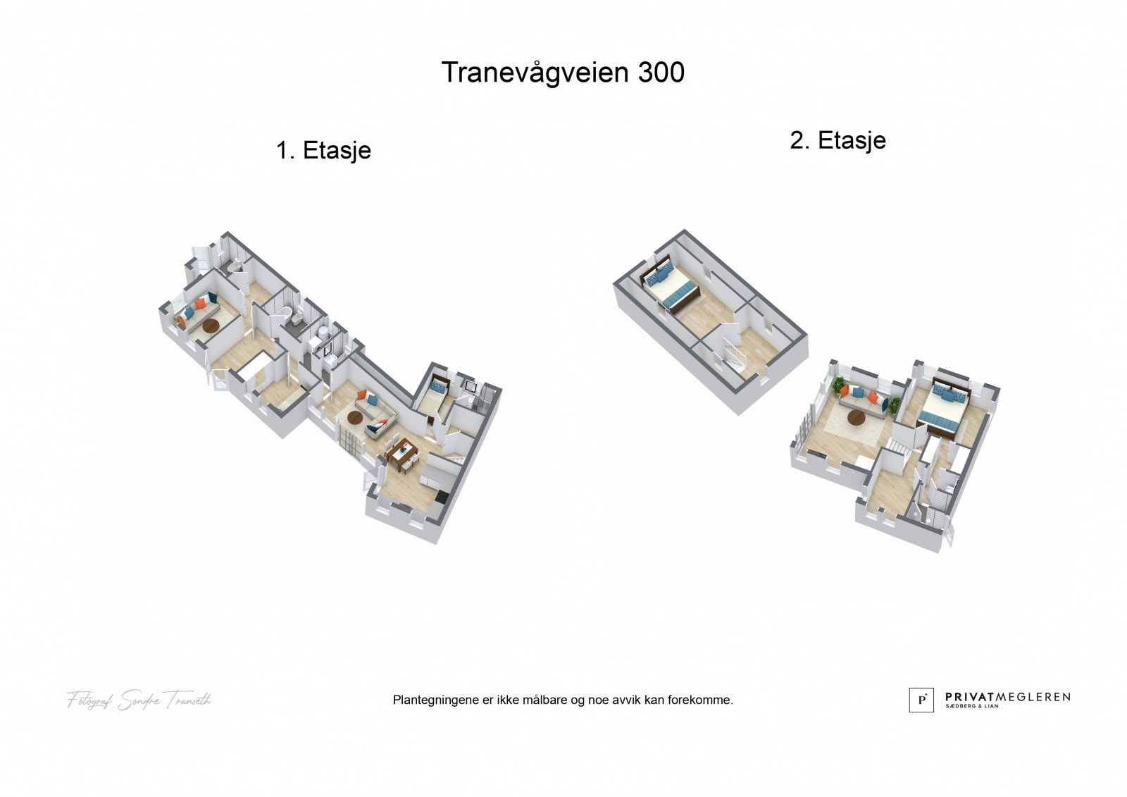 3D plantegninger begge etasjer for hytten - laget av fotograf Galleribilde