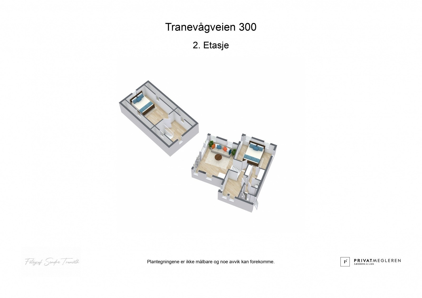 3D plantegning begge delen av 2.etg. i hytten Galleribilde