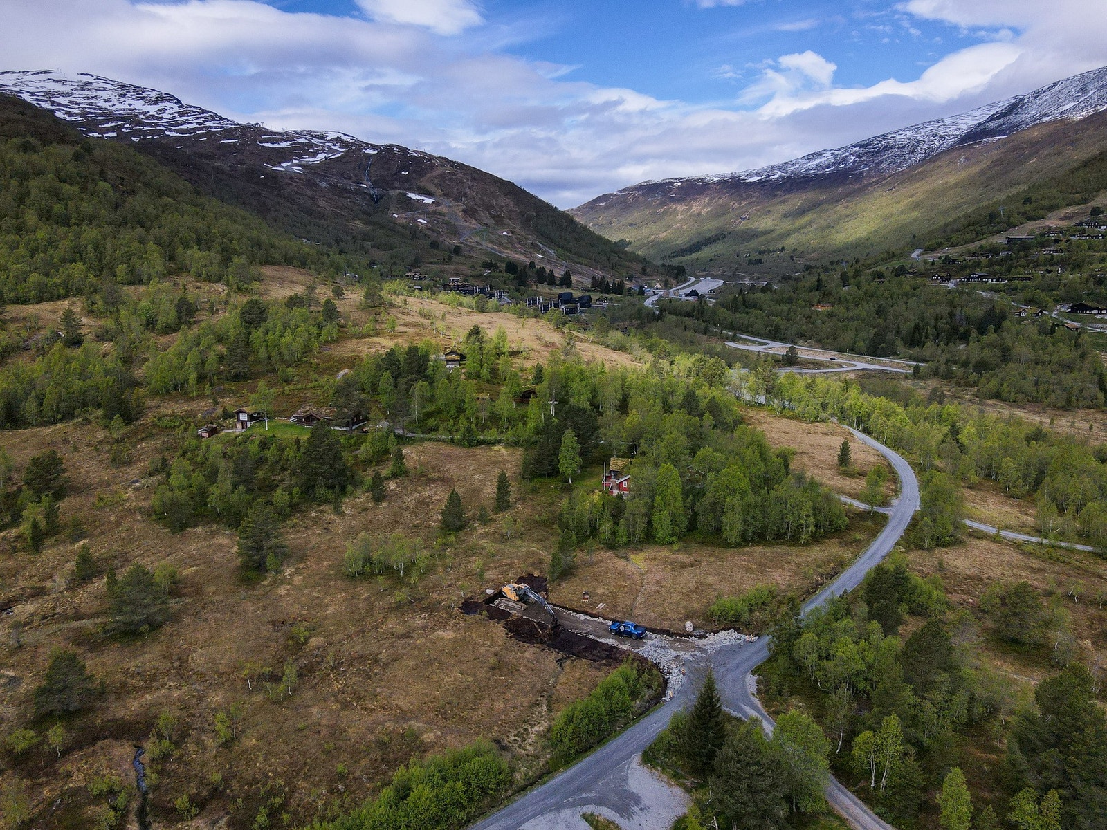 Dronefoto over tomteområdet. Galleribilde