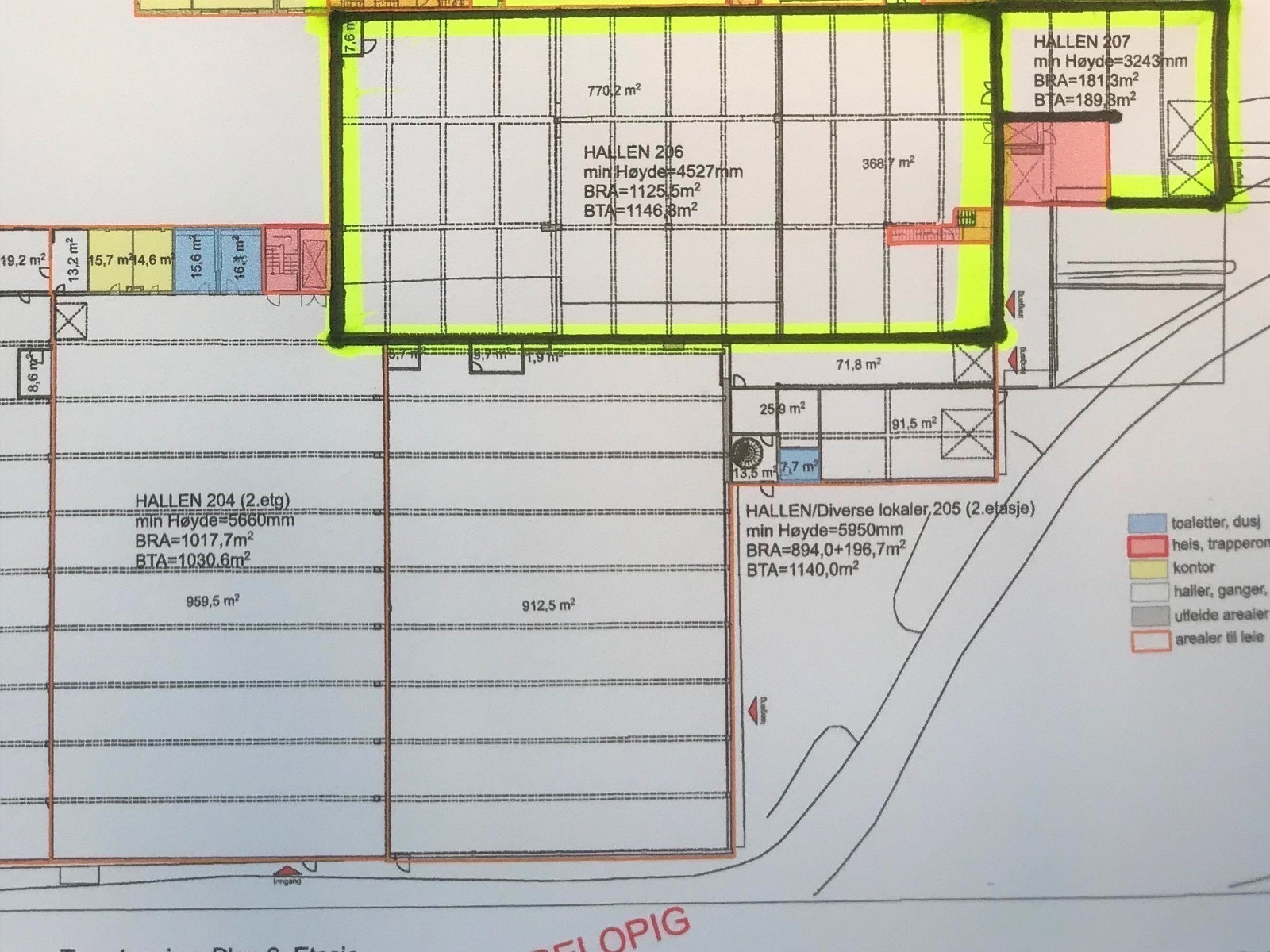Port og kjørerampe inn til hallen.
Hall 207 er også til leie. Galleribilde