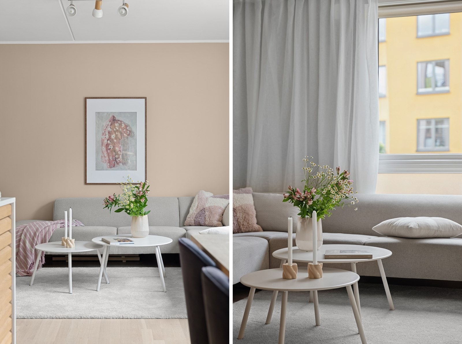 Stue, kjøkken, entré og mellomgang inn mot soverommene er nymalt i lune og behagelige fargetoner som harmonerer svært godt med boligens stil og atmosfære. Galleribilde