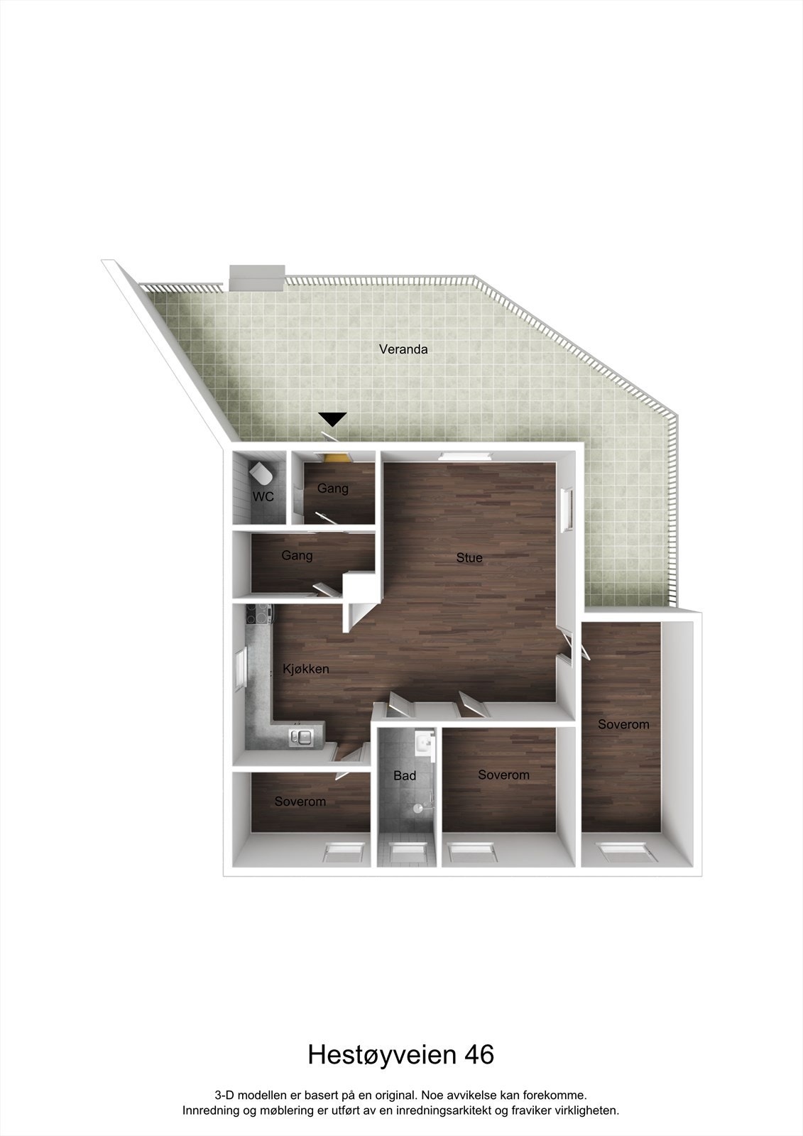 3D planillustrasjon av hytta Galleribilde