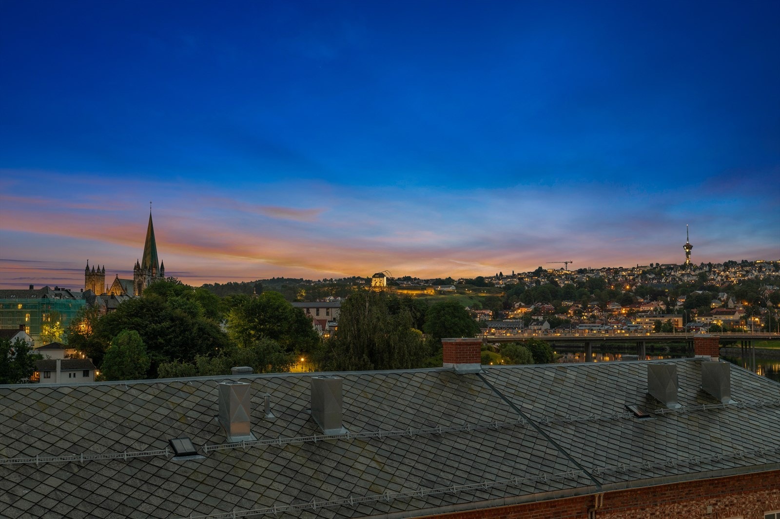 Usikt mot Nidarosdomen og Nidelva. Galleribilde