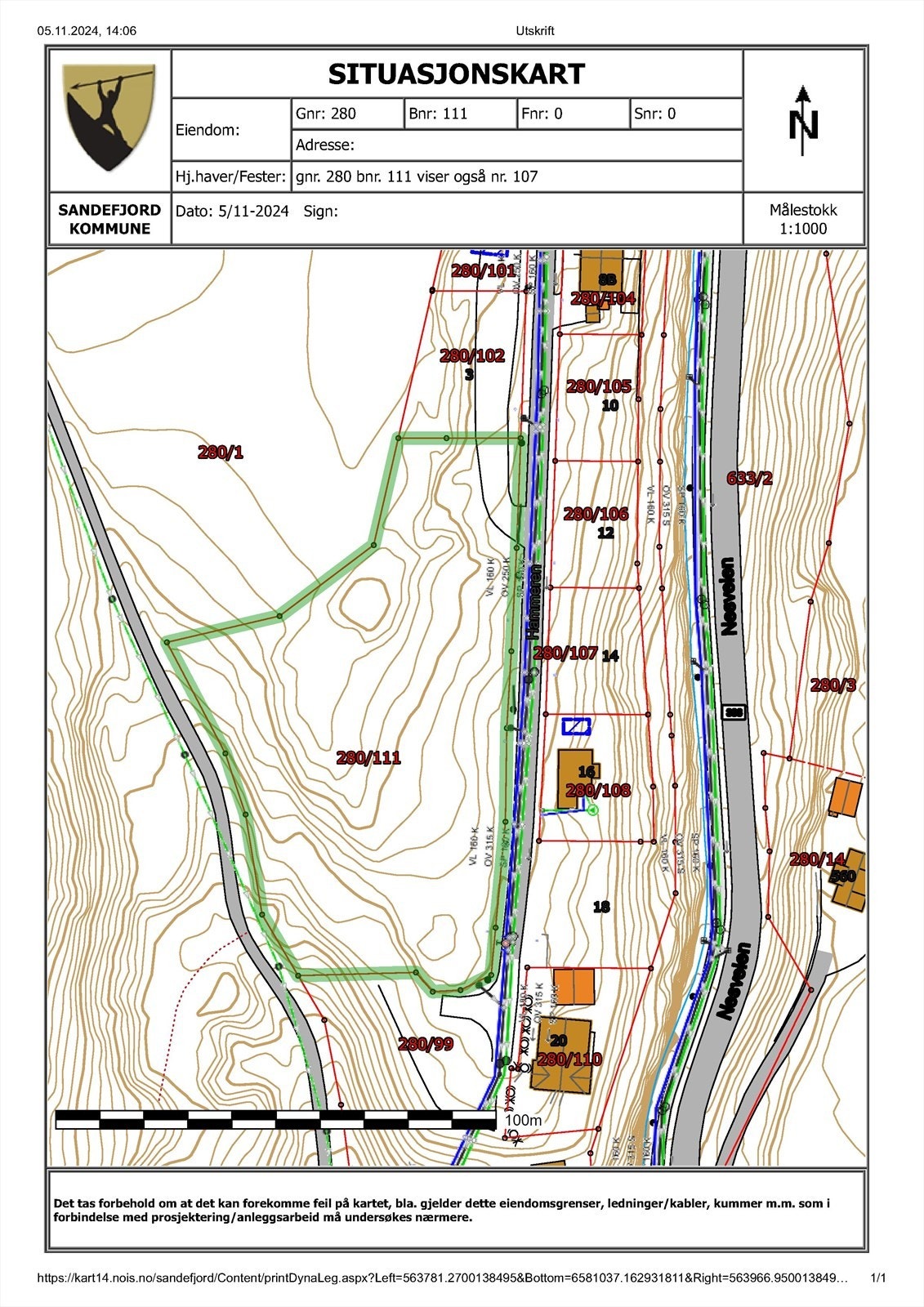 Her er situasjonskartet fra kommunen som viser grensene Galleribilde