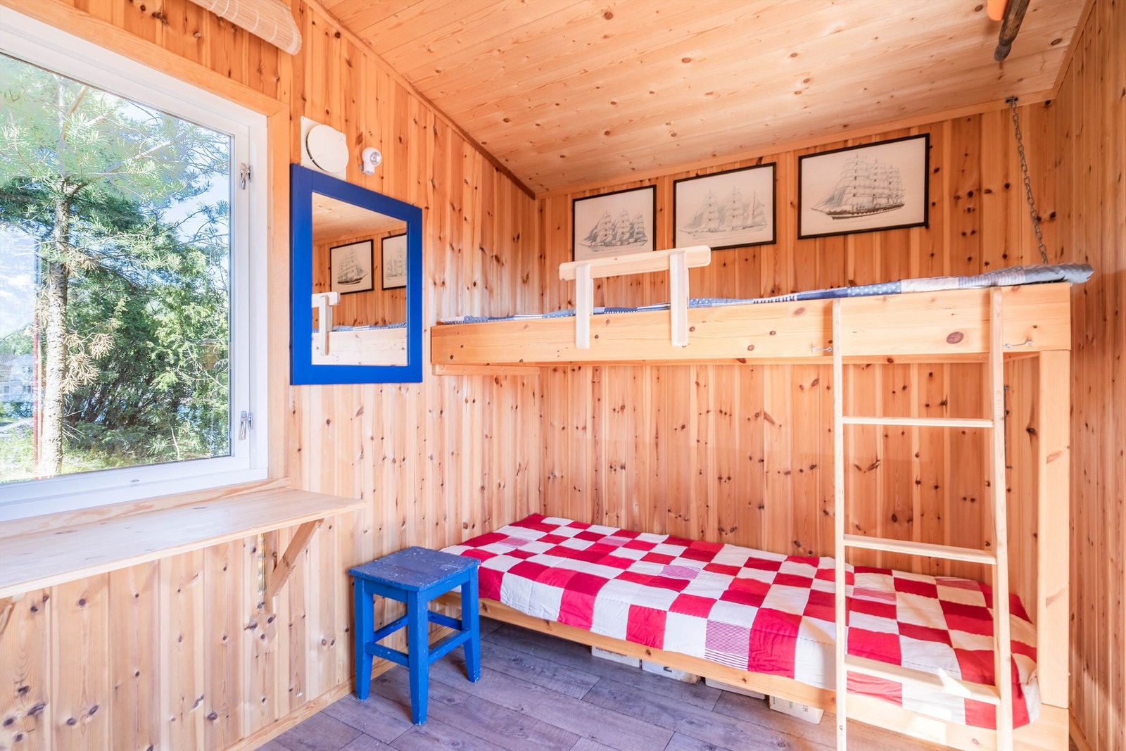 Innredet rom i uthuset fungerer som gjestehus. Annekset/uthus er ikke omsøkt innredet og således ikke godkjent til varig opphold. Galleribilde