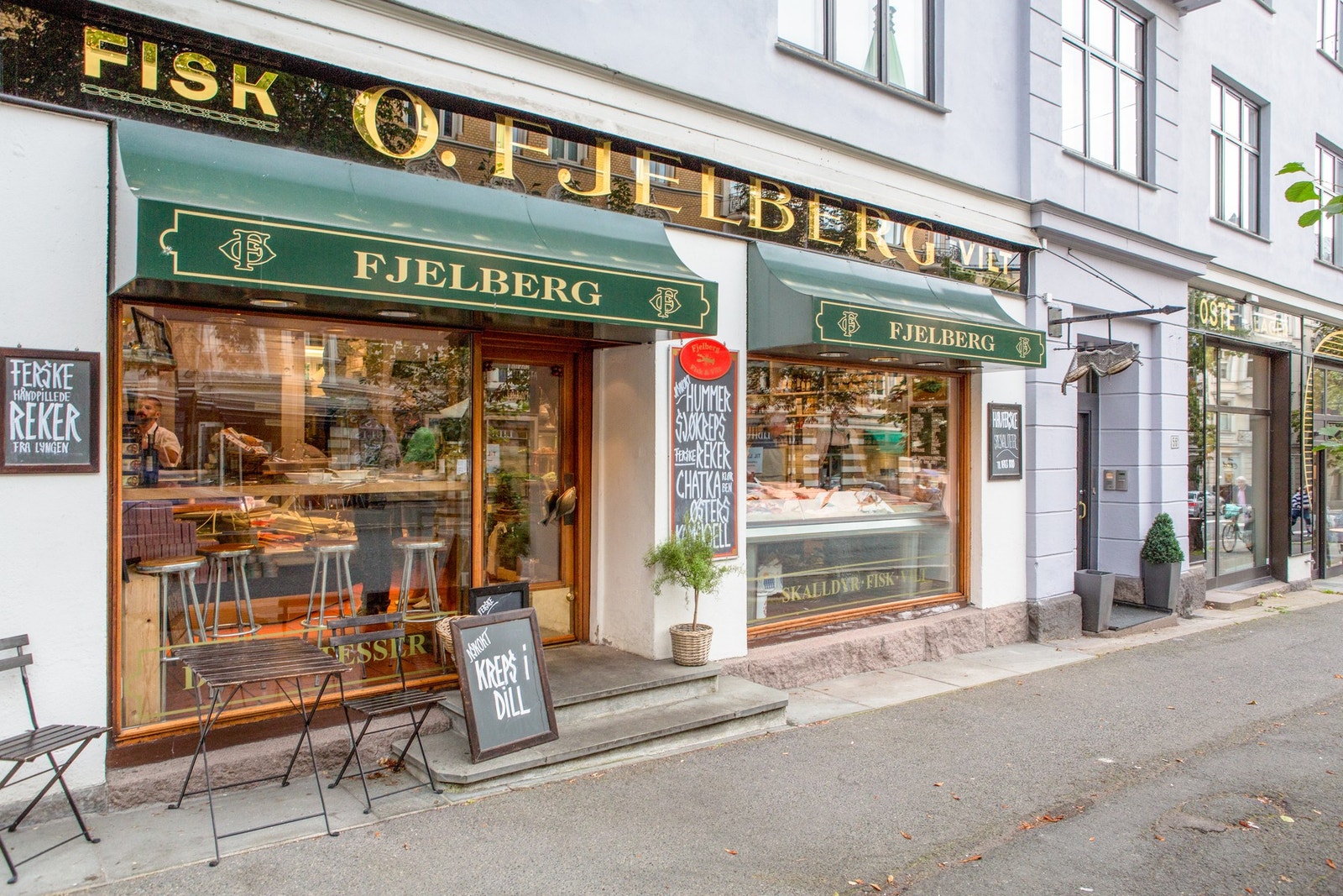 Området har et rikt utvalg av spesial- og nisjeforretninger. Her ved Fjelberg Fisk og Vilt i Bygdøy Allé. Galleribilde