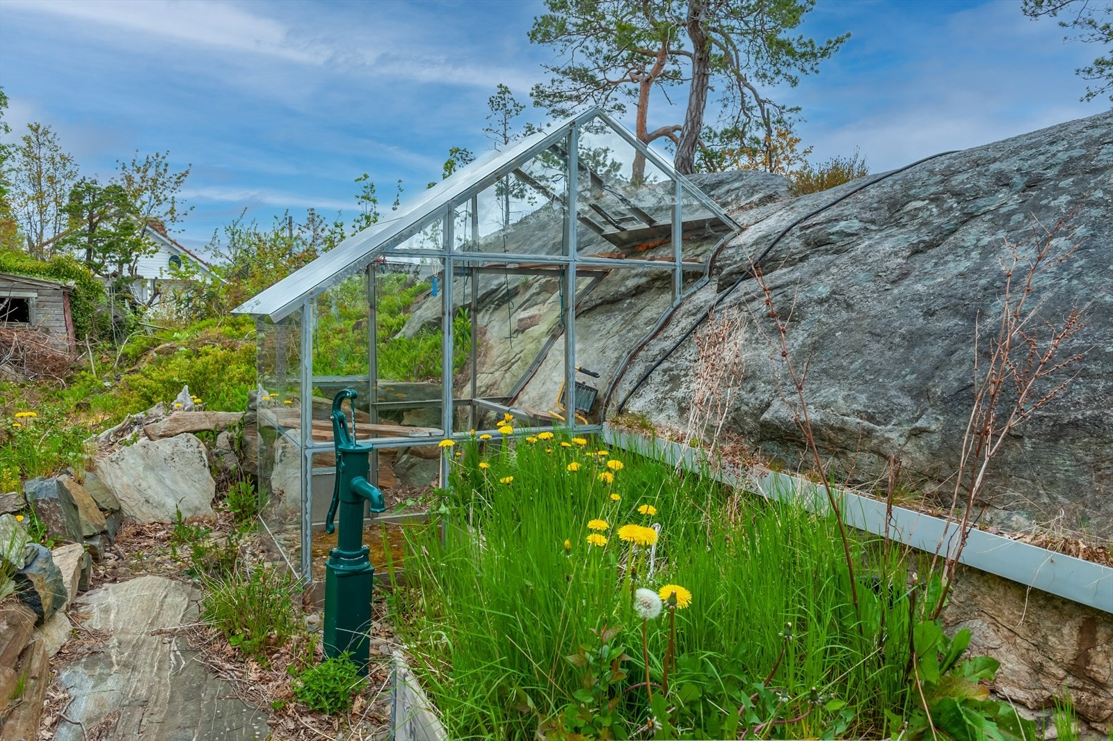 Det er også laget til et område for grønnsaker og drivhus. Håndpumpe gjør vanningen enkel sommerstid. Galleribilde