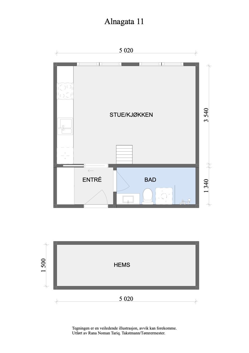 Målsatt plantegning. Galleribilde