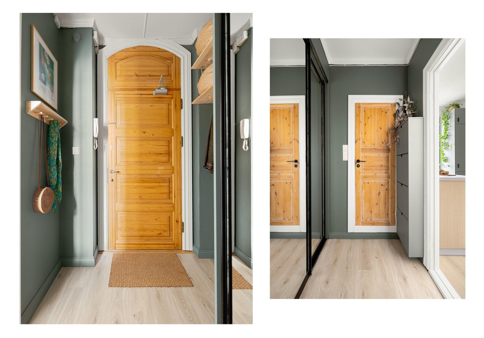 Inngangspartiet og gangen gir et godt førsteinntrykk. Det er god lagringsplass i medfølgende garderobeskap. Galleribilde