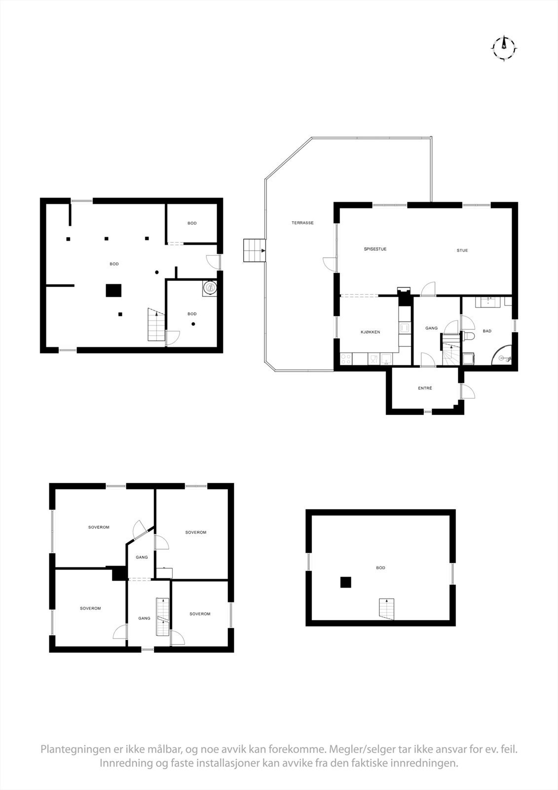 Boligen går over 4 plan hvor kjeller og loft hovedsaklig har blitt brukt som boder Galleribilde