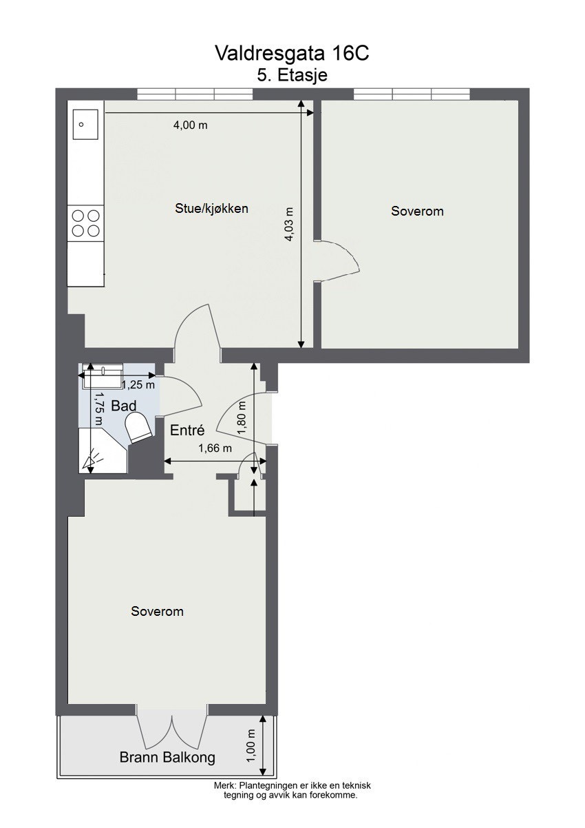 Alternativ planskisse med to soverom. Galleribilde