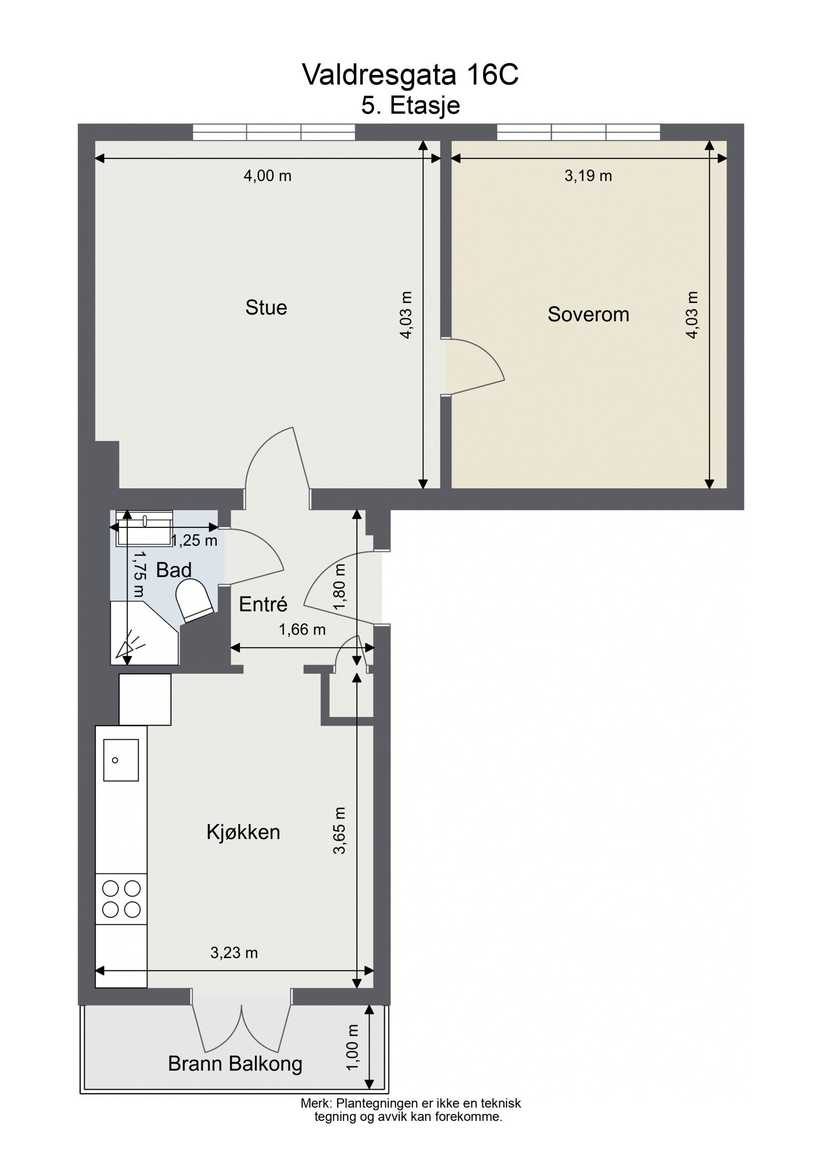 Plantegning. Toppleilighet med gjennomgående planløsning. Galleribilde