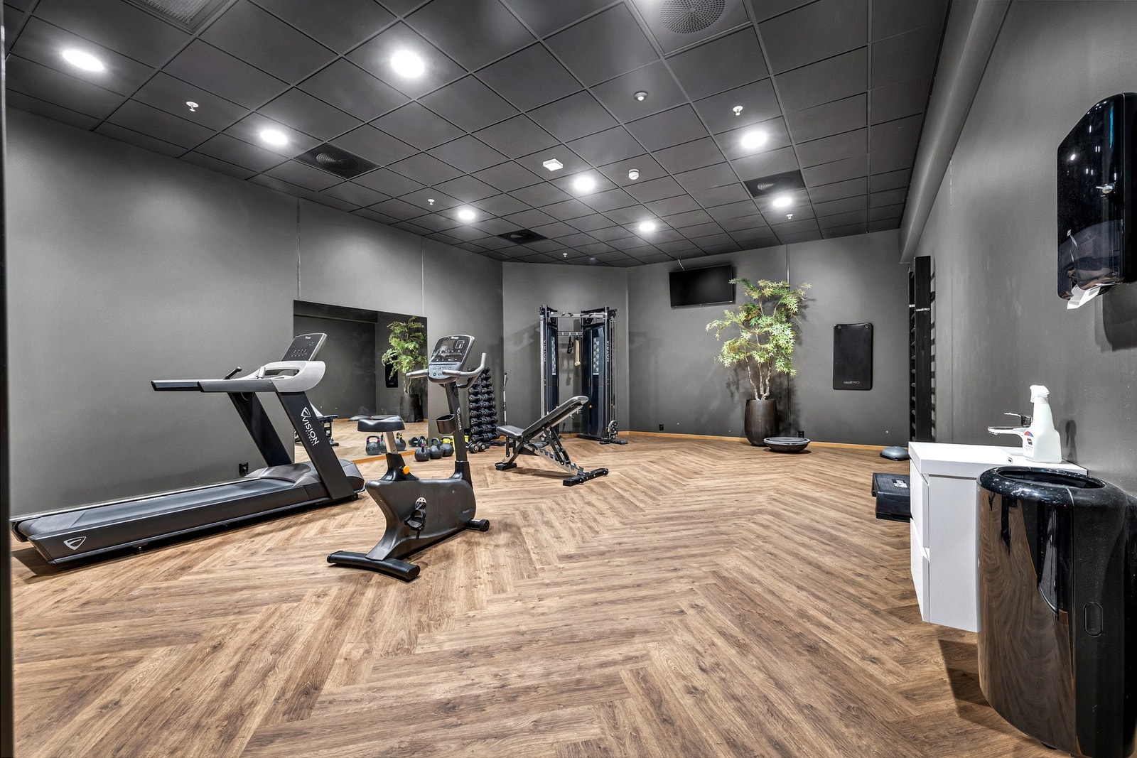 Som en del av prosjektet er det også blitt laget et trimrom i plan U1. Galleribilde