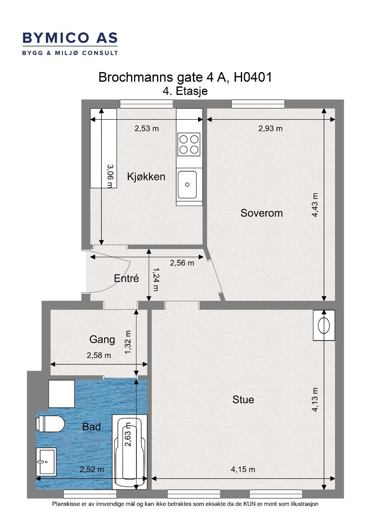 Plantegning - Brochmanns gate 4 A, H0401 - 4. Etasje Galleribilde