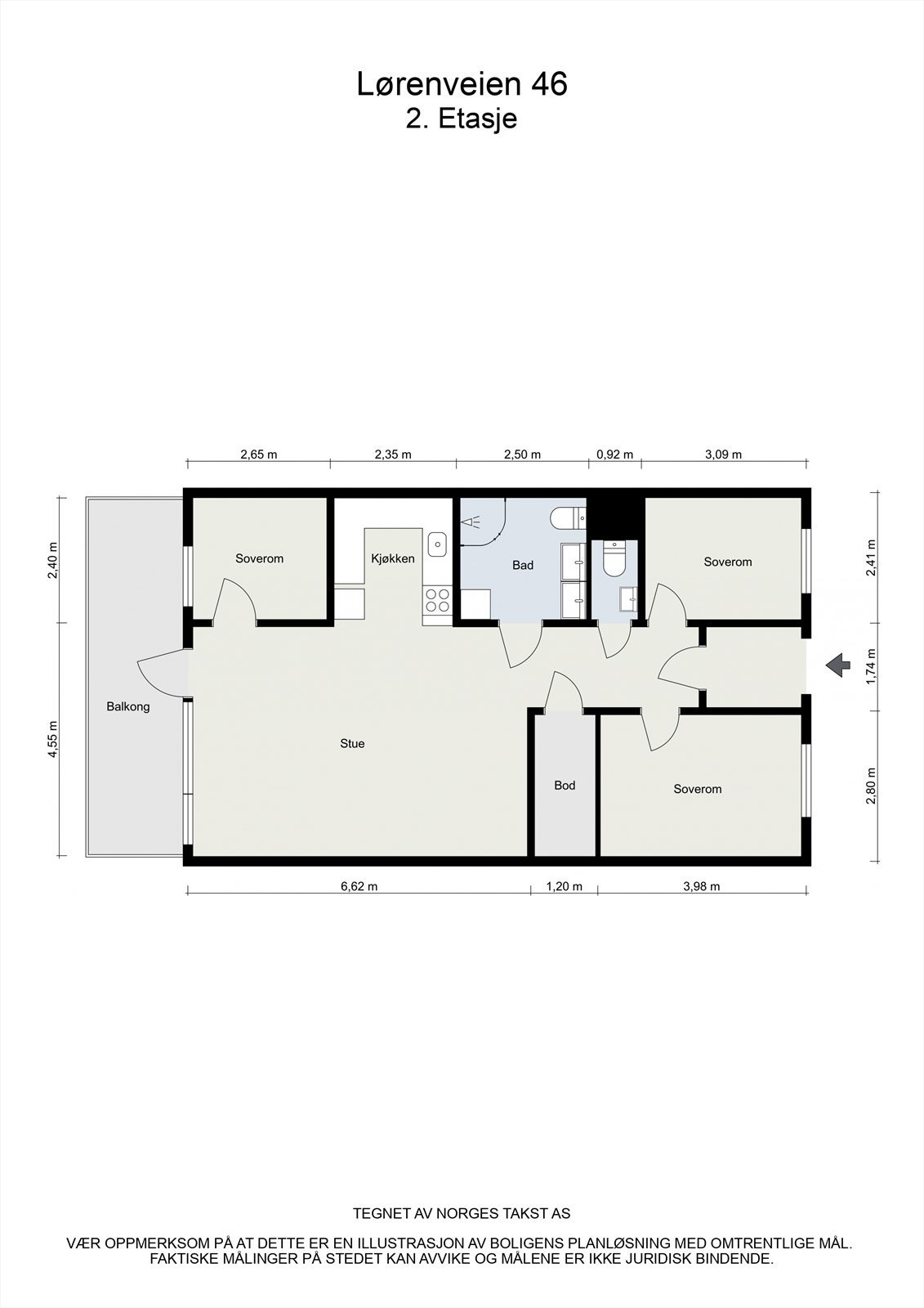 Plantegning 2. etasje (3. etasje fra bakkeplan) Galleribilde