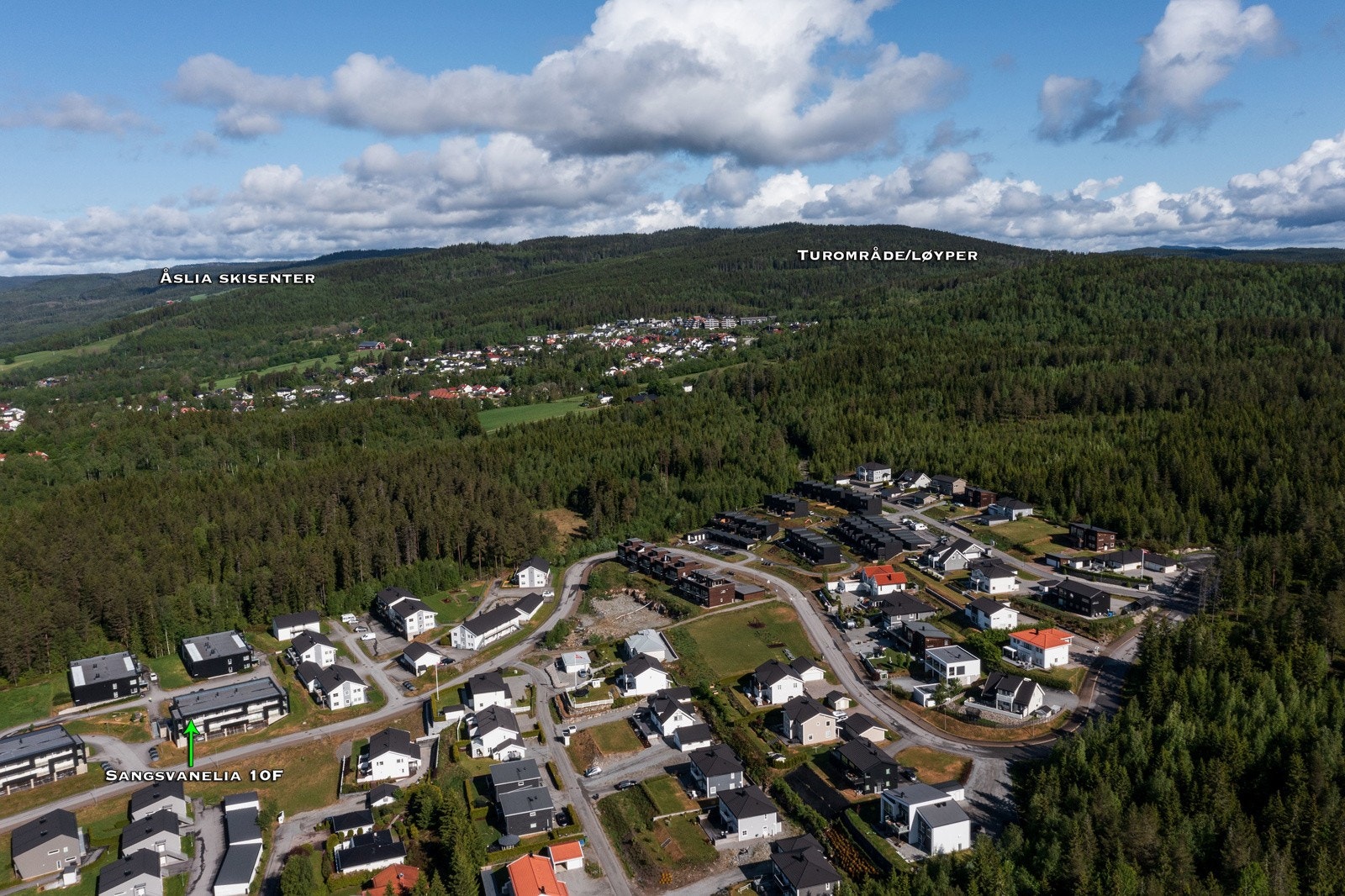 Dronebilde over nærområdet. Galleribilde