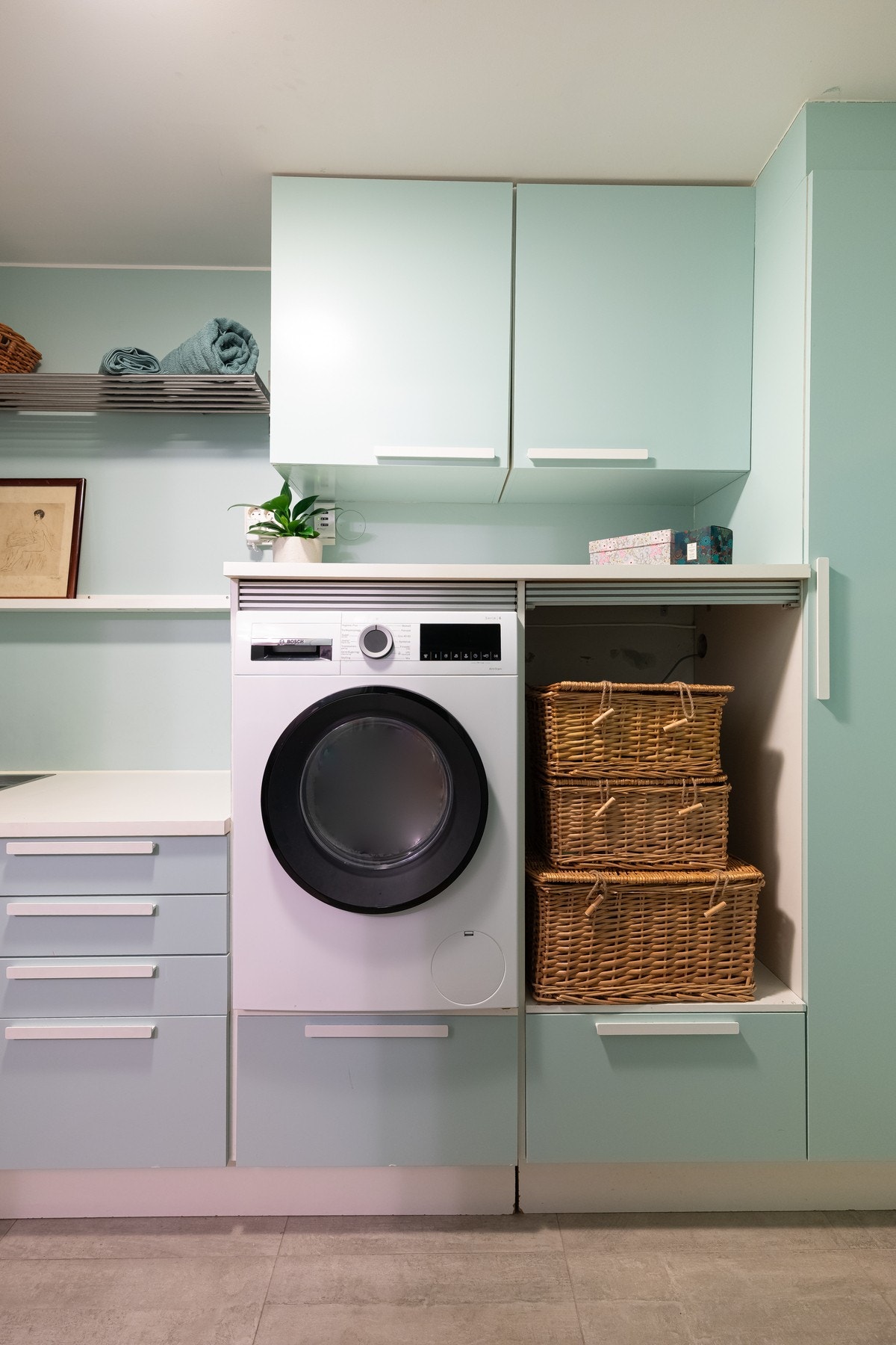 Her er det opplegg og plass til tørketrommel. Galleribilde