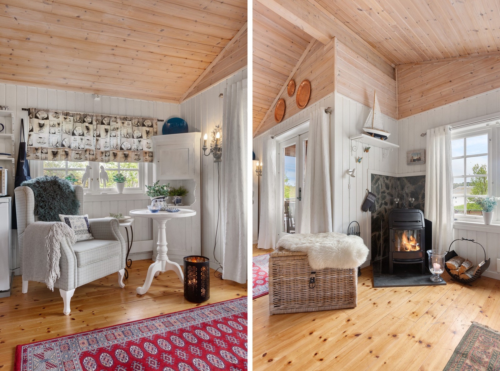 Vedovn skaper en lun og koselig atmosfære i hytta, samtidig som det er en god oppvarmingskilde Galleribilde