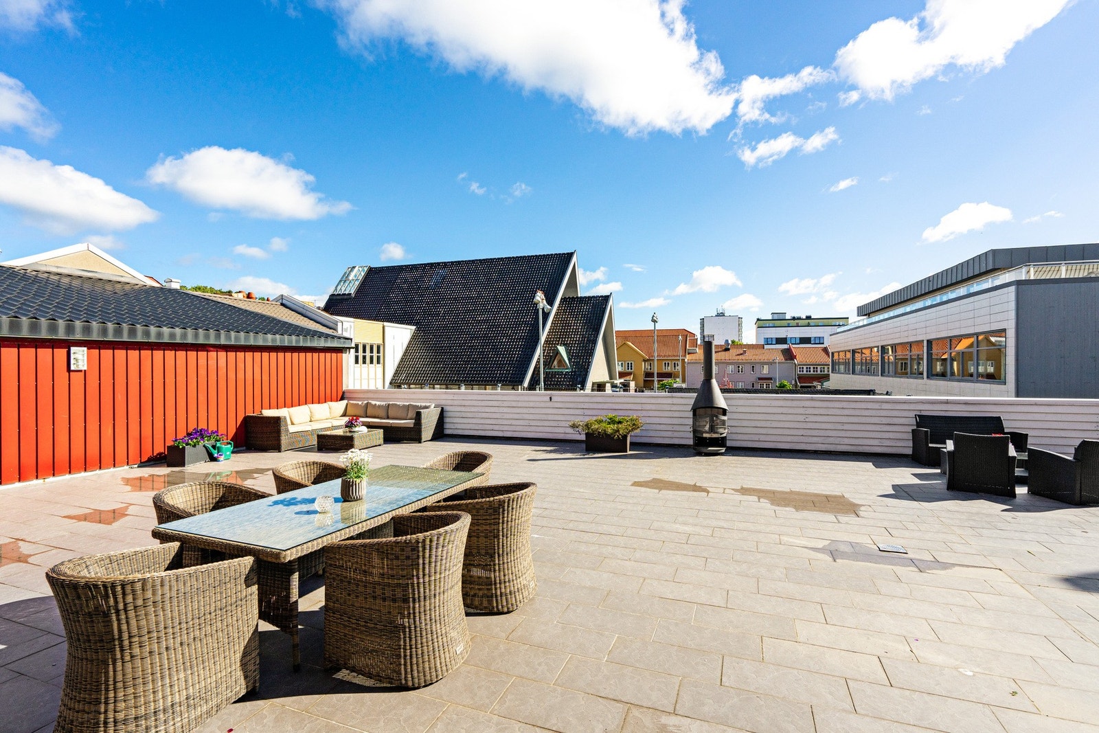 Felles takterrasse til glede for beboerne. Galleribilde