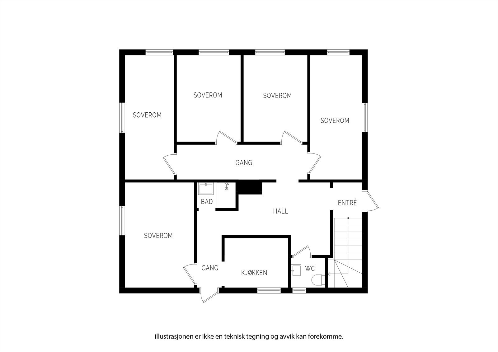 Plantegning 1. etasje Galleribilde