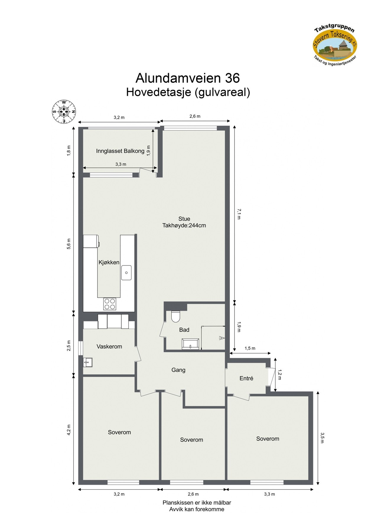 Oppmålt planløsning Galleribilde