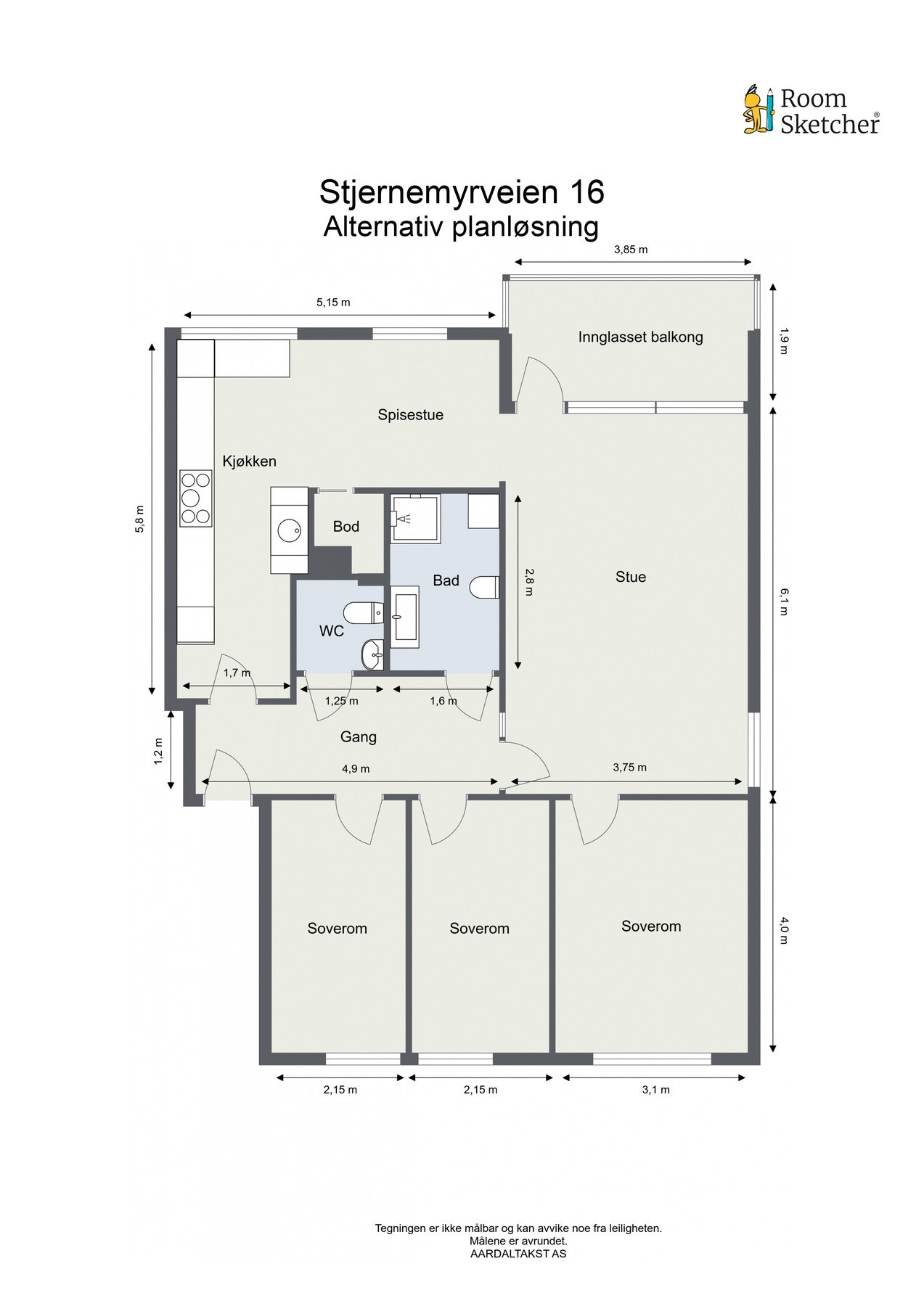 Alternativ planløsning. Galleribilde