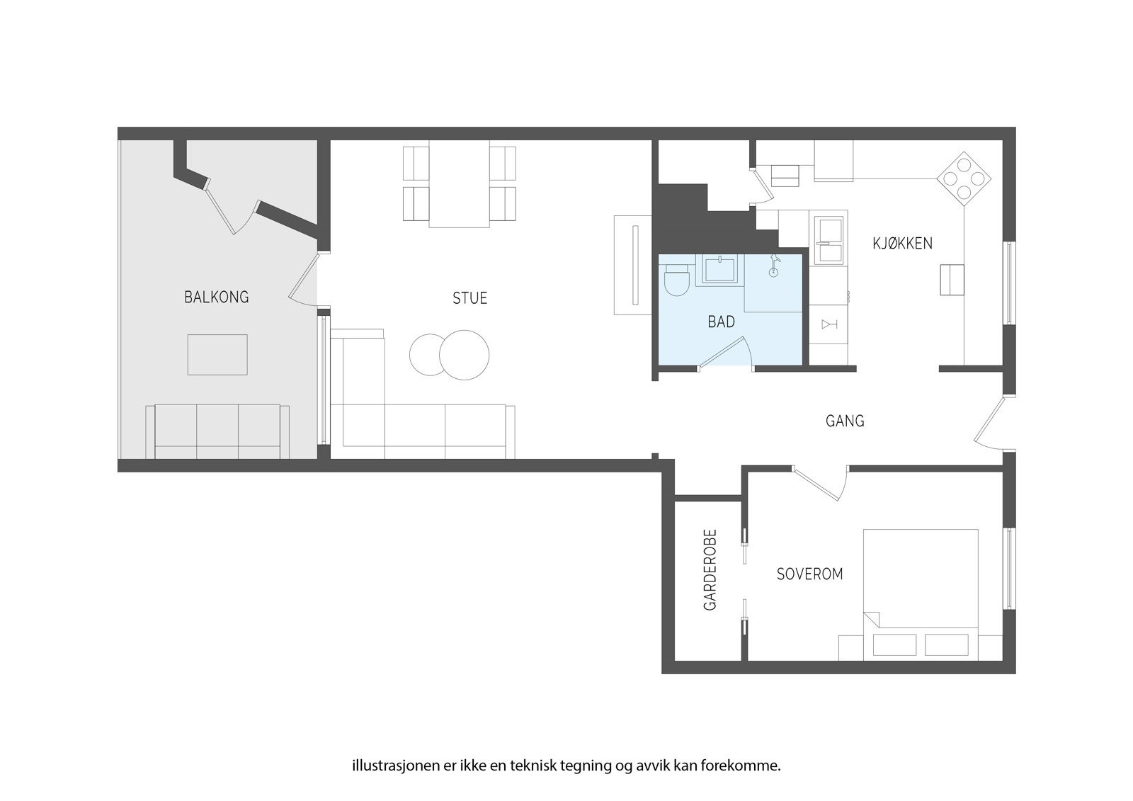 Planløsning. I tillegg medfølger ekstern bod Galleribilde