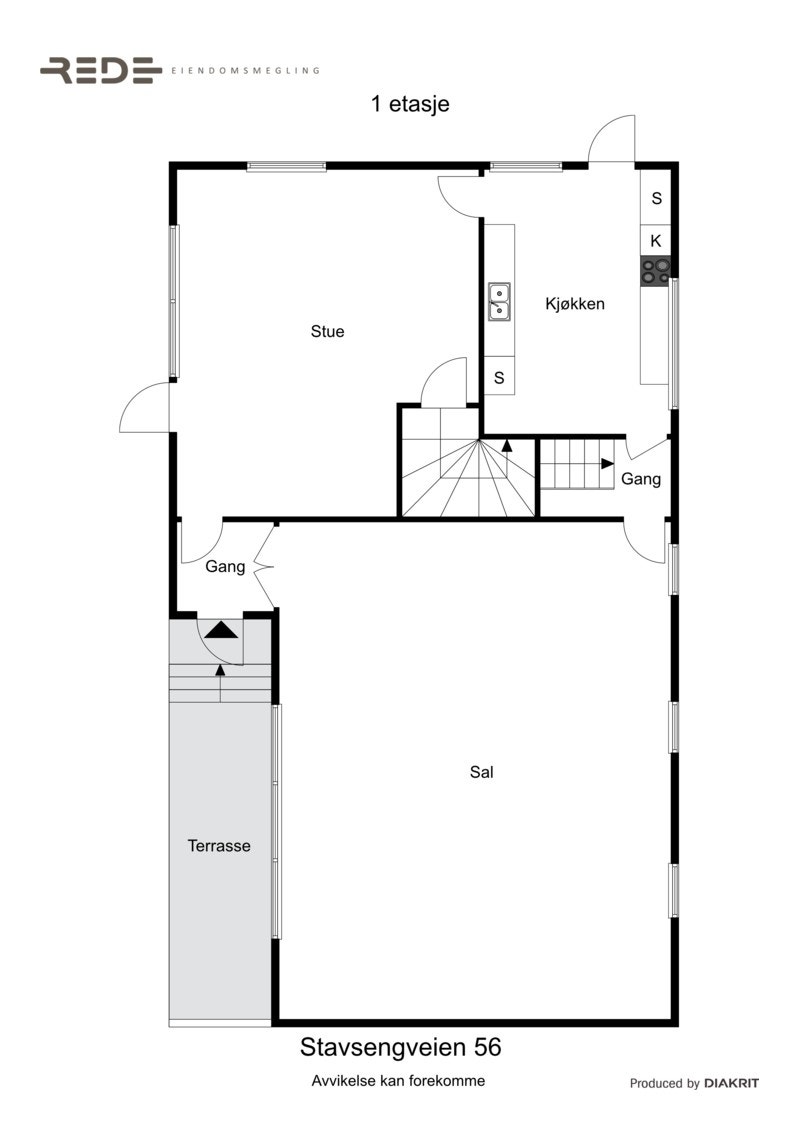 Plantegning i 2D med rombenevnelser. Galleribilde