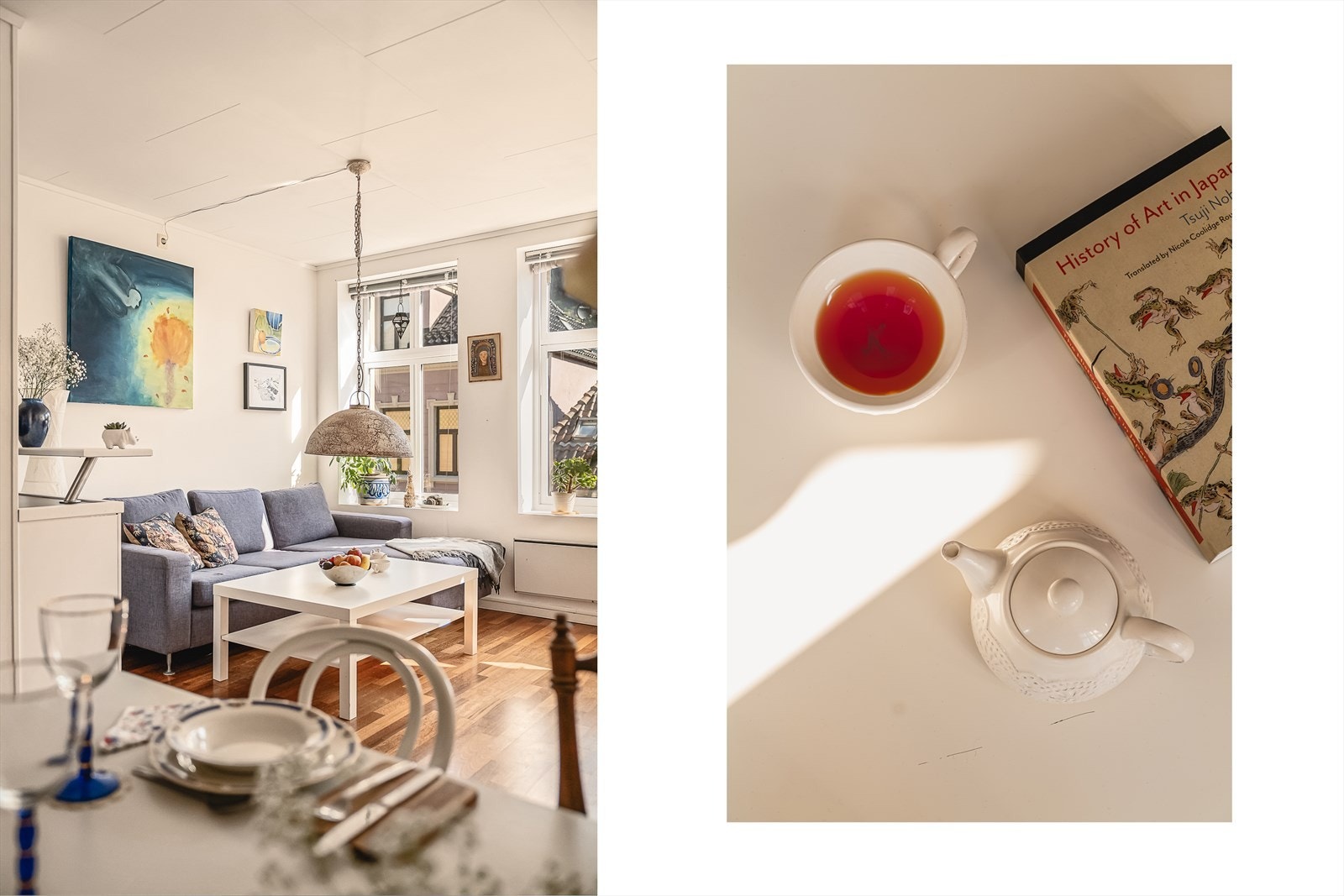 Det er et utrolig herlig lysinnslipp i rommet. Takhøyde i stue er 2,49 meter. Galleribilde