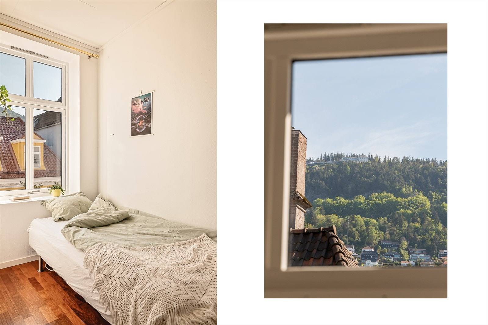 Soverom nr. 2 er 5,2 m². Fra alle vinduer i front har du svært god utsikt mot både Fløien og Ulriken. Sjelden vare midt i sentrum! Galleribilde