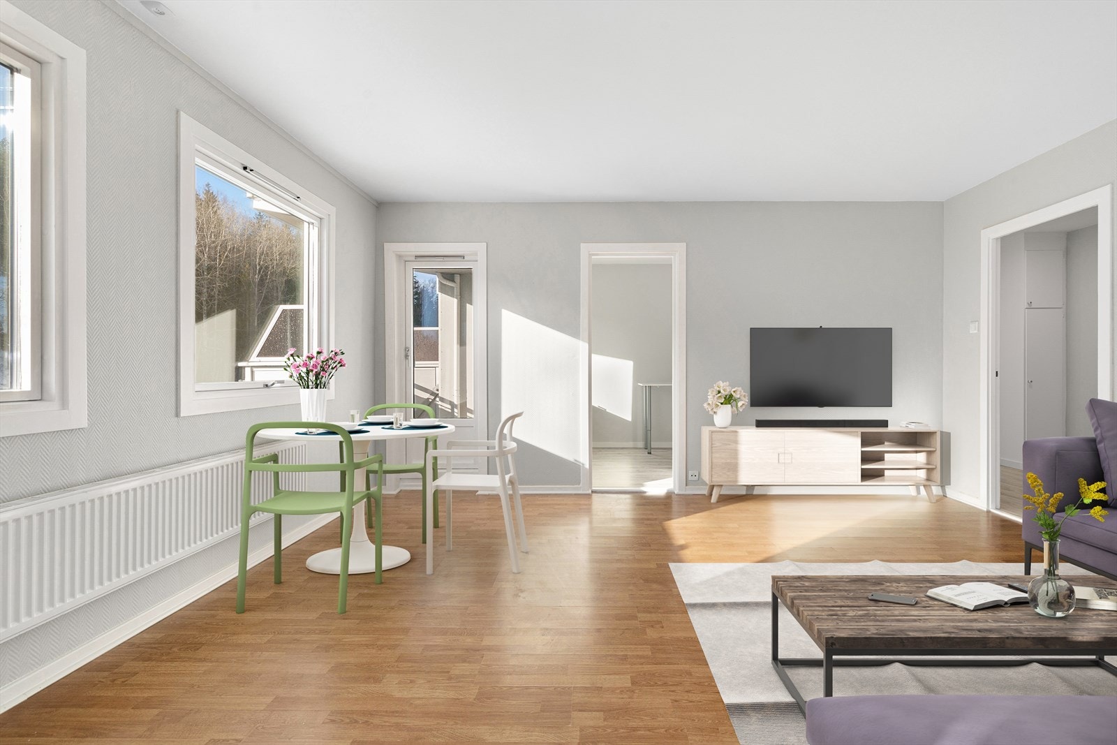 Fra stuen kommer du også ut på en liten balkong med gode solforhold - Digitalt stylet Galleribilde