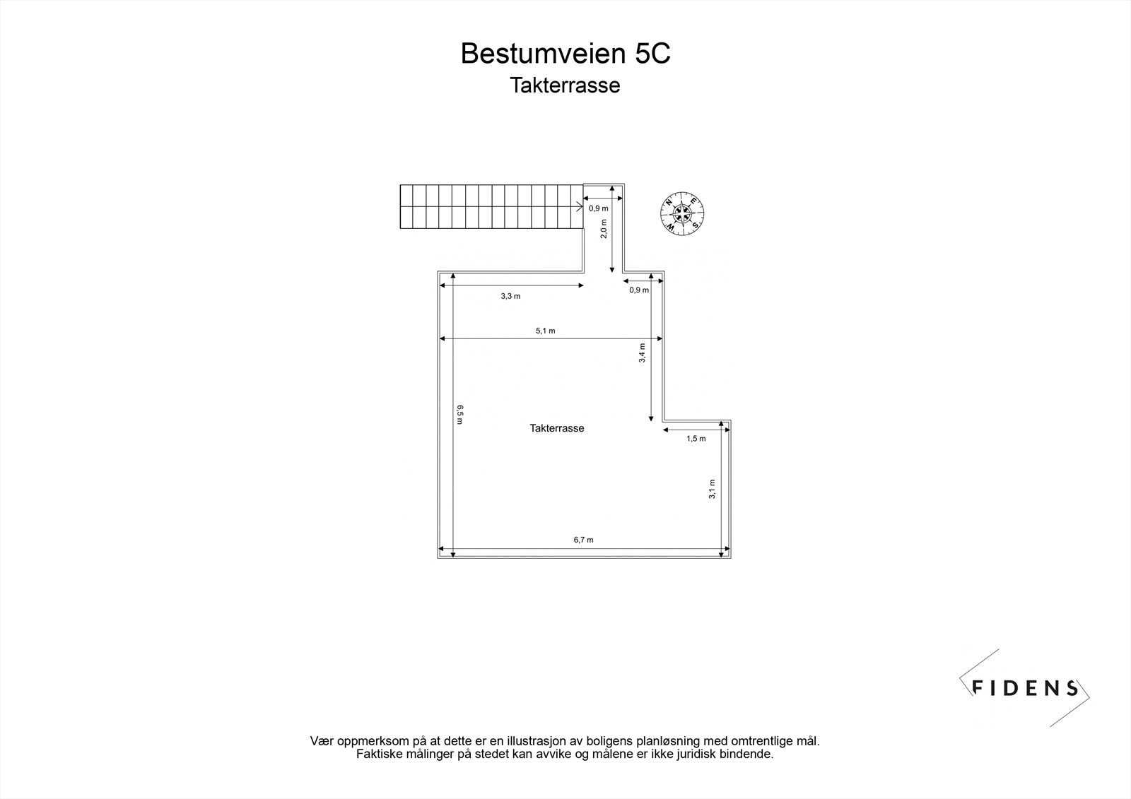 Planskisse takterrasse Galleribilde