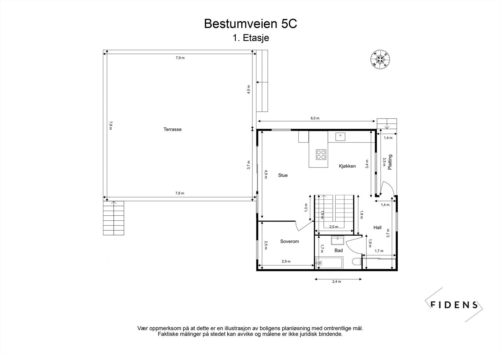 Alternativ planskisse 1.etasje med ekstra soverom nr. 4 Galleribilde