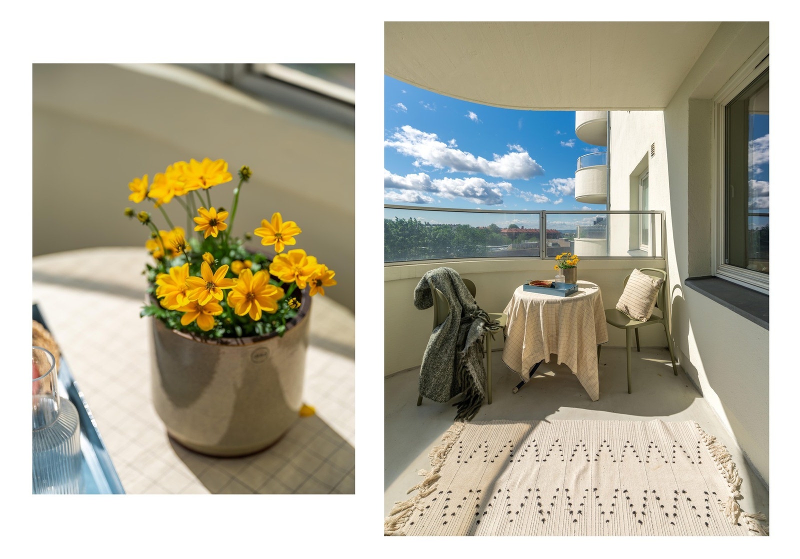 God plass til både stoler og bord. Og blomster som vi ser. Galleribilde