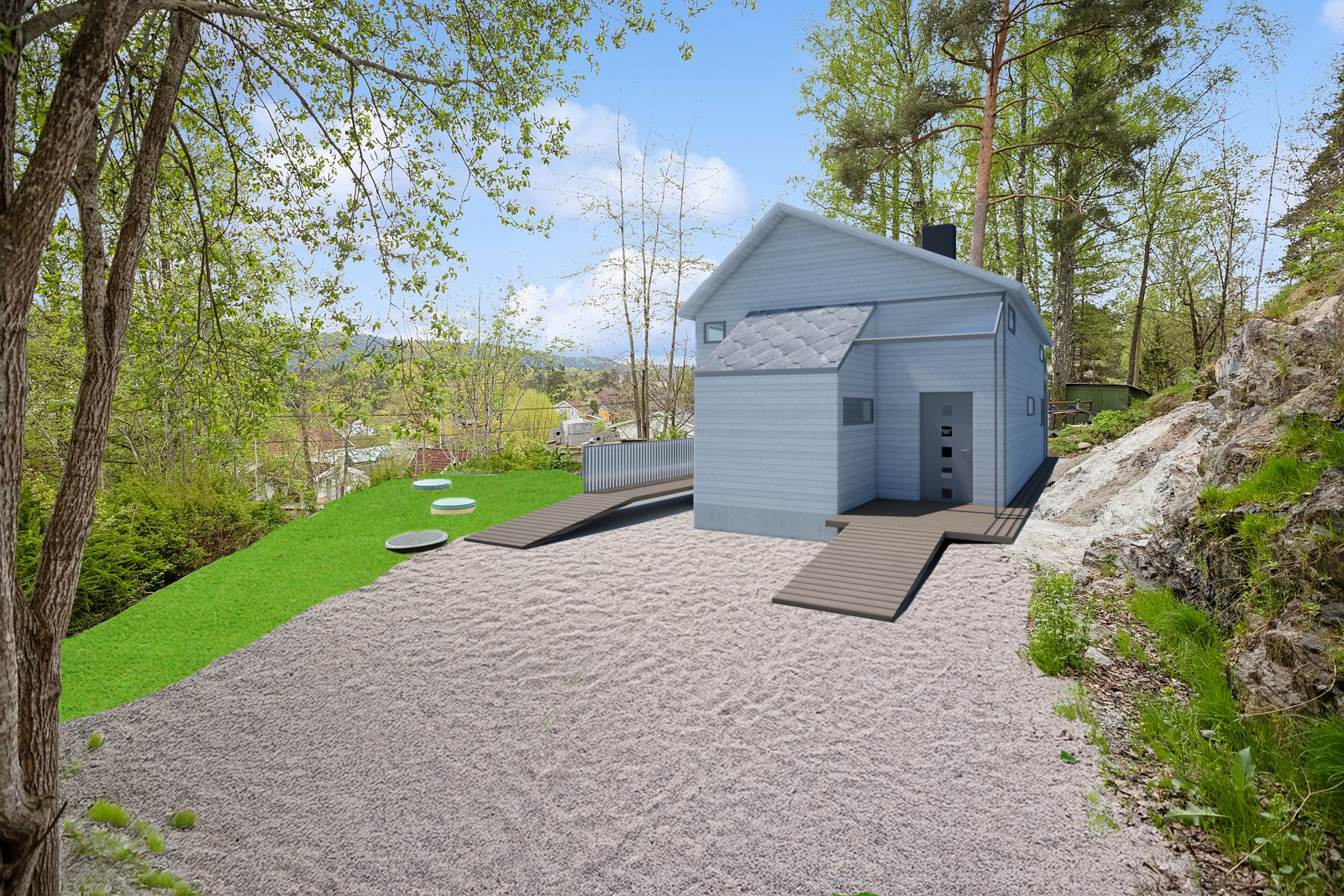 Illustrasjon av inngangsparti fra nord. Galleribilde