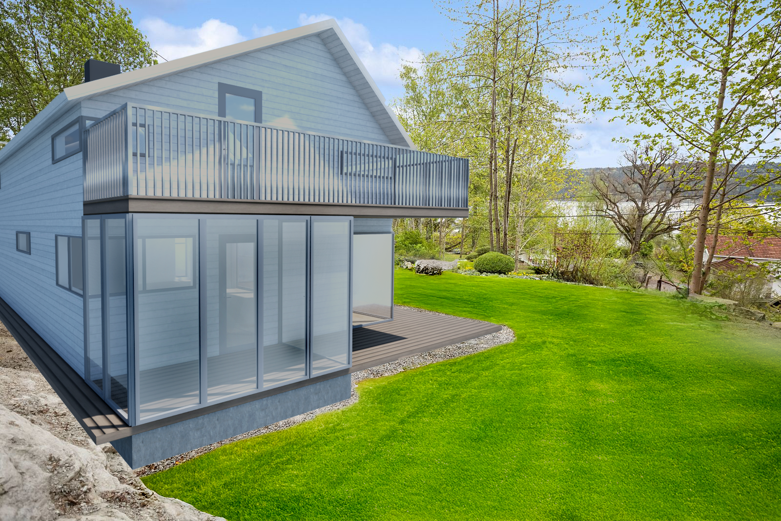 Velkomment til byggeklar tomt i Blylagsveien 21. Illustrasjon fra sør Galleribilde