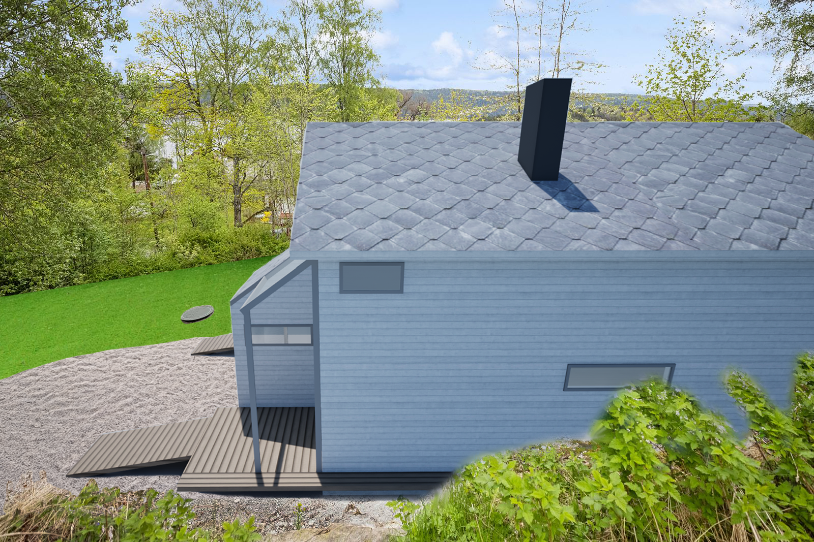 Illustrasjon av vest Inngangsparti mot øst. Galleribilde