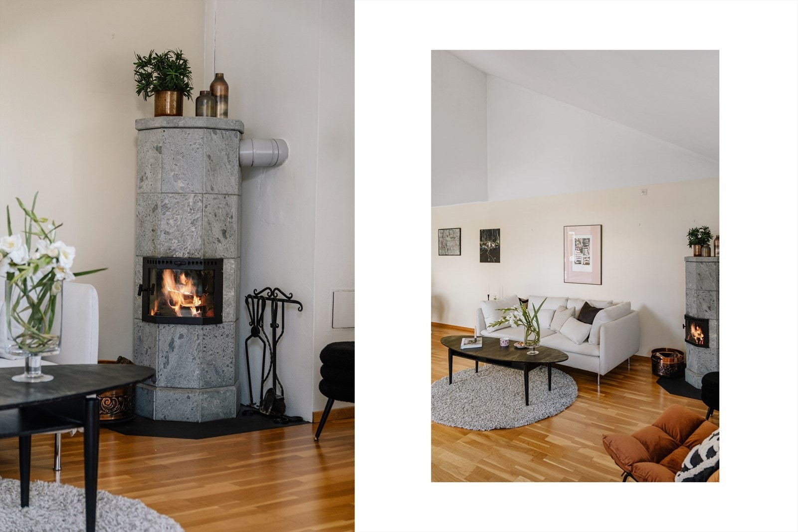 Klebersteinovn i stuen er perkekt både for varme og hygge på kalde kvelder. Galleribilde