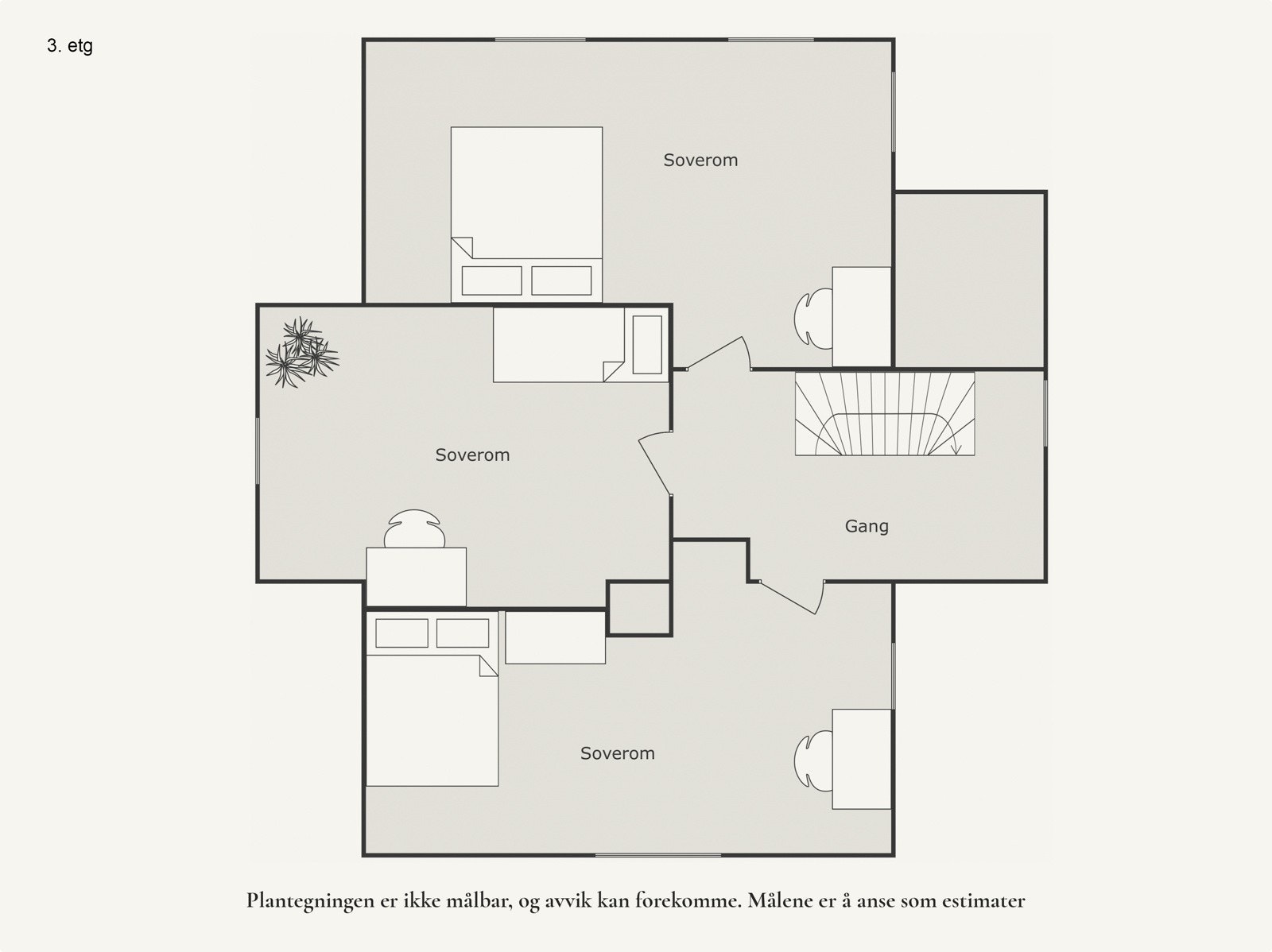 Plantegning tredje etasje. Galleribilde