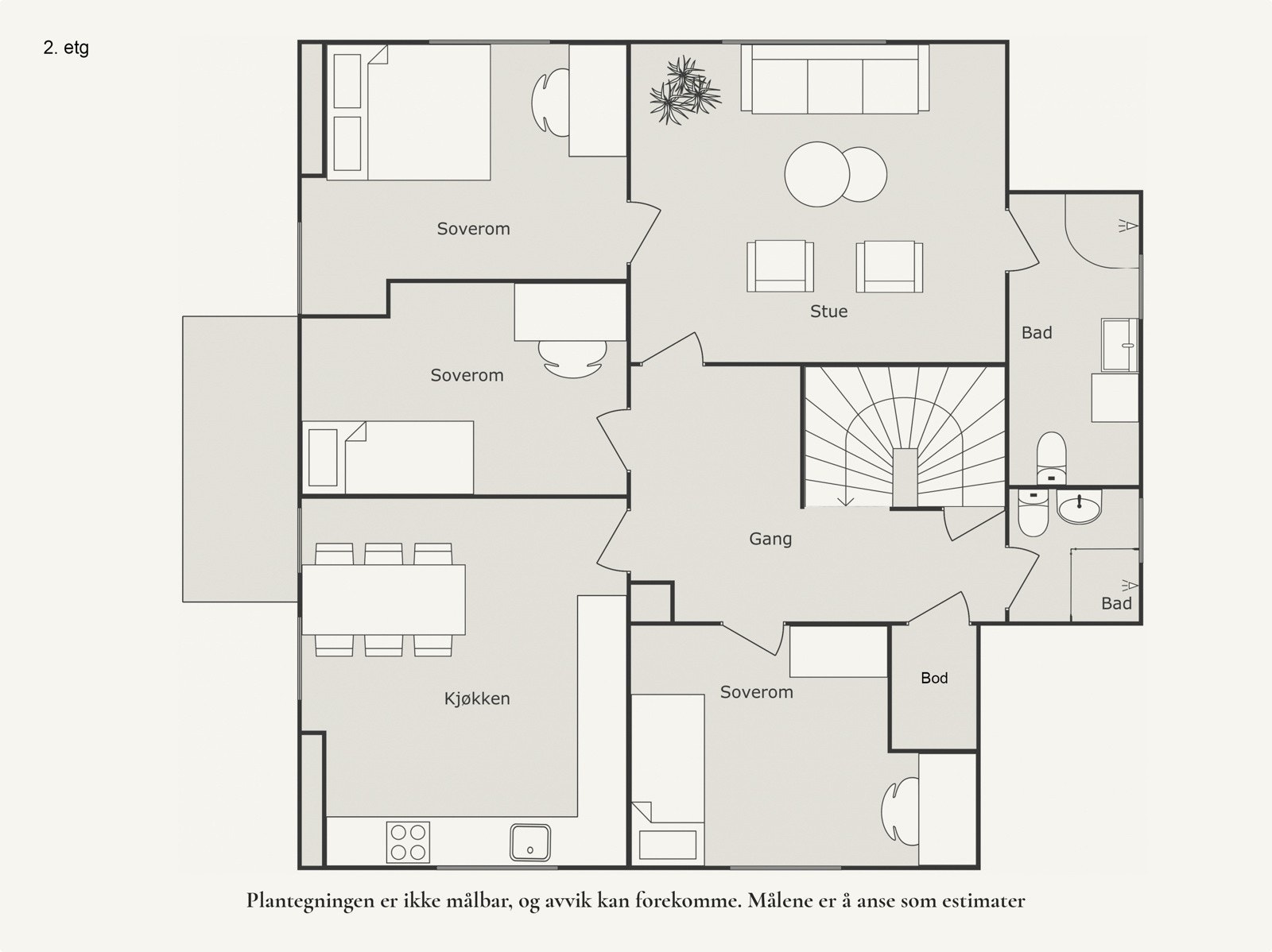 Plantegning andre etasje. Galleribilde