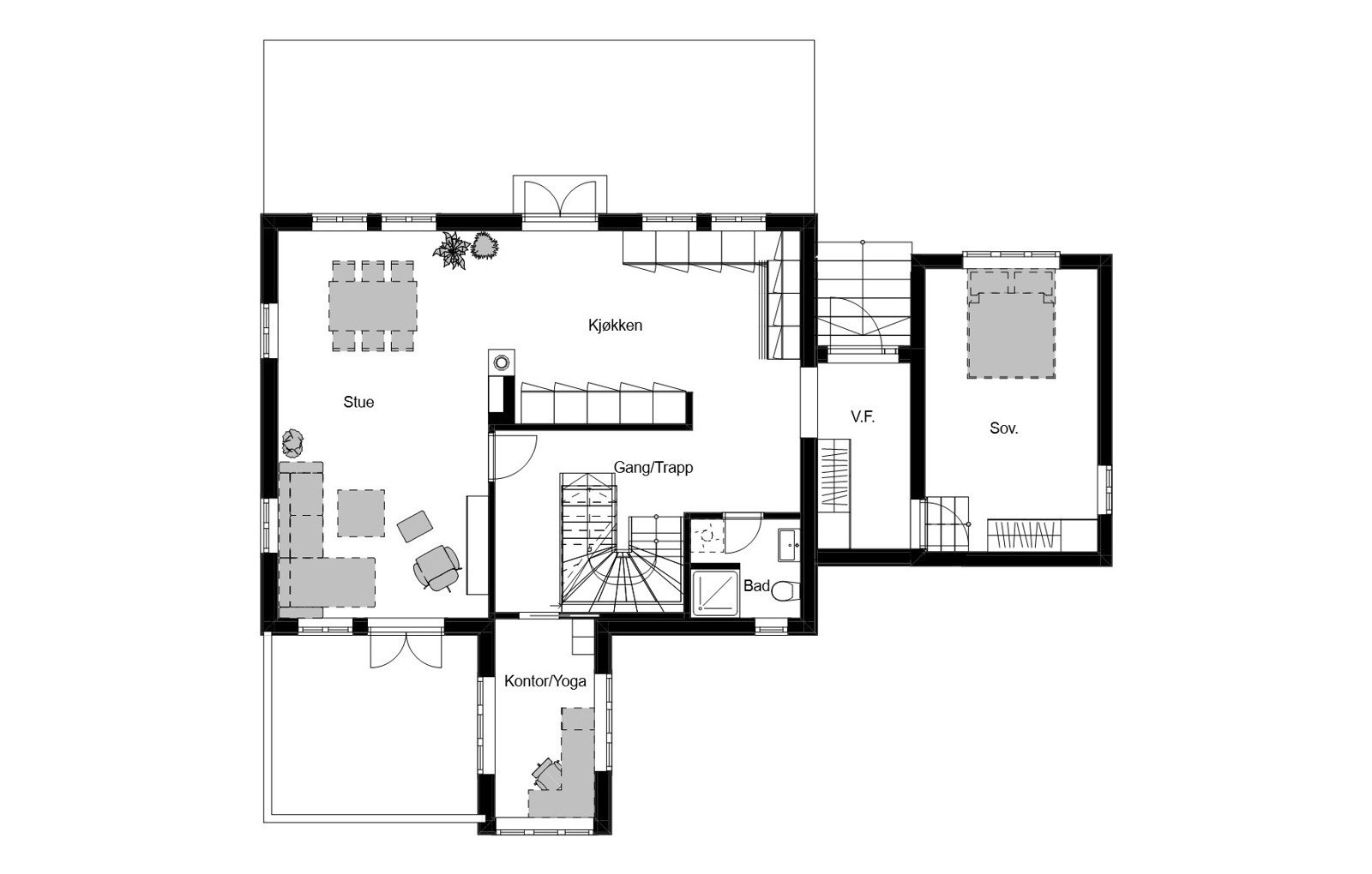 Plantegning hovedetasje Galleribilde