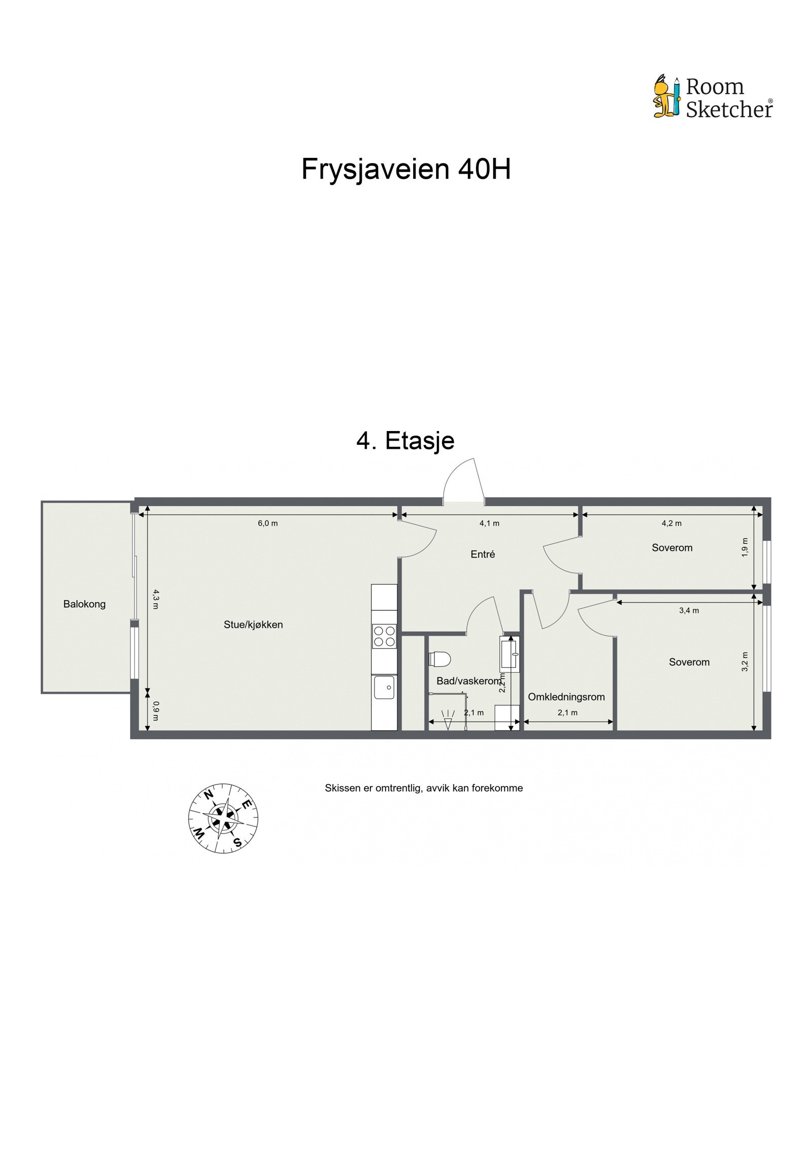 Floorplan letterhead - Frysjaveien 40H - 4. Etasje - 2D Floor Plan Galleribilde