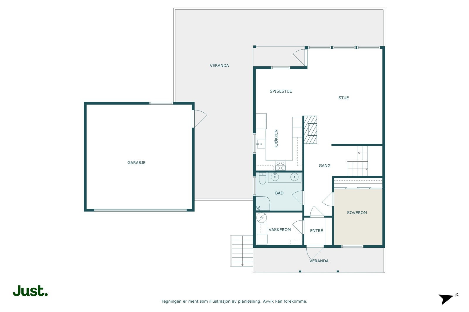 Planskisse hovedplan og garasje. Galleribilde