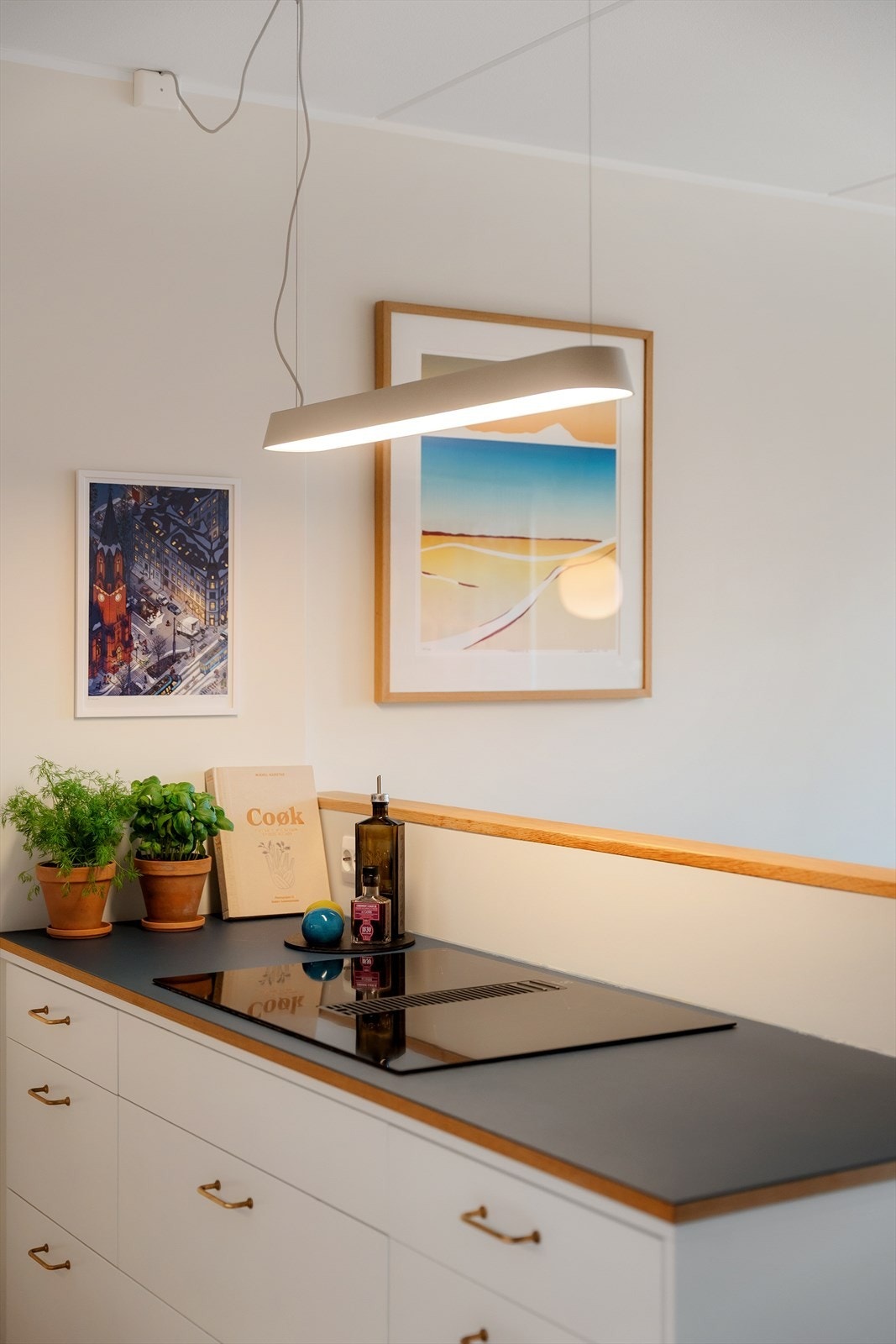 Hvitevarer av høy kvalitet bestående av stekeovn, platetopp, kjøl/frys og oppvaskmaskin som er integrert i innredningen Galleribilde