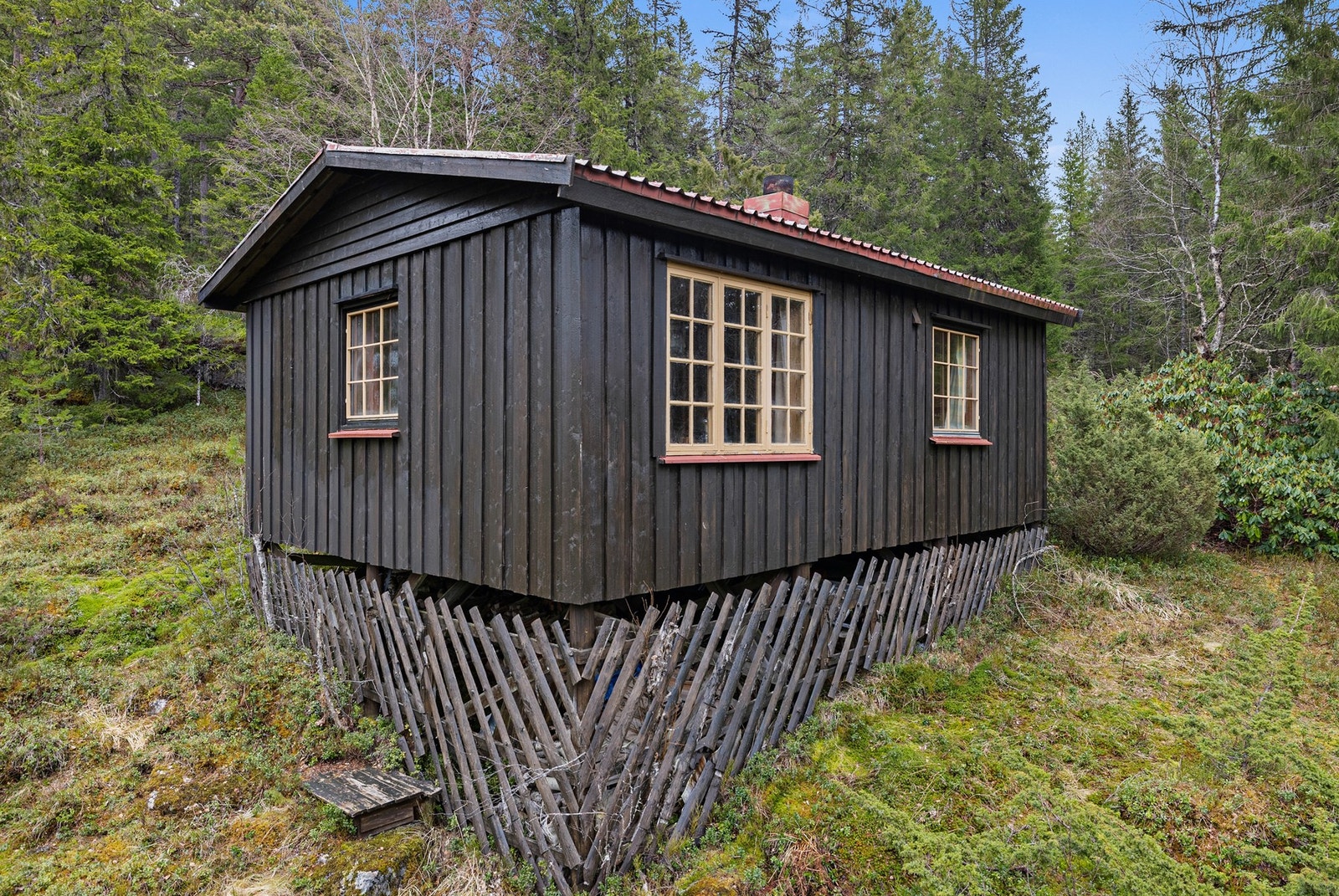 Tradisjonell hytte med enkel standard. Galleribilde