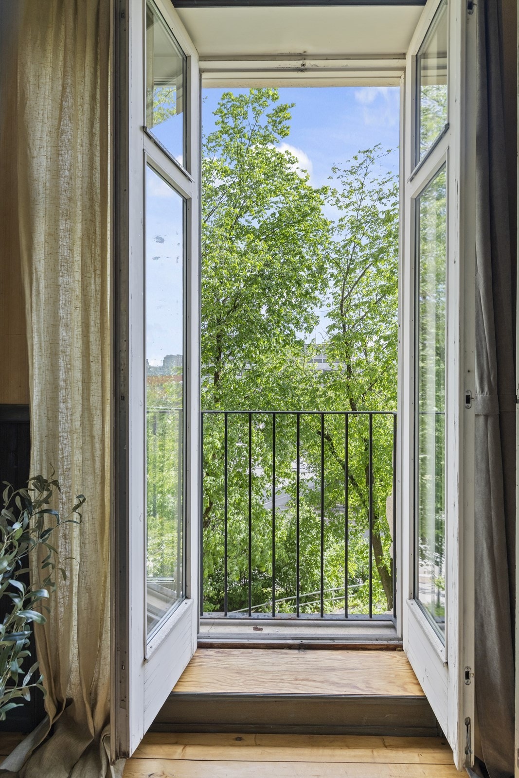 Frodig utsyn fra fransk balkong Galleribilde