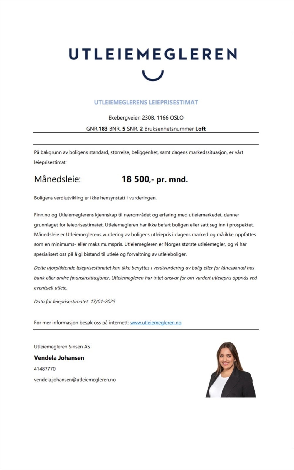 Utleiepris loft Galleribilde